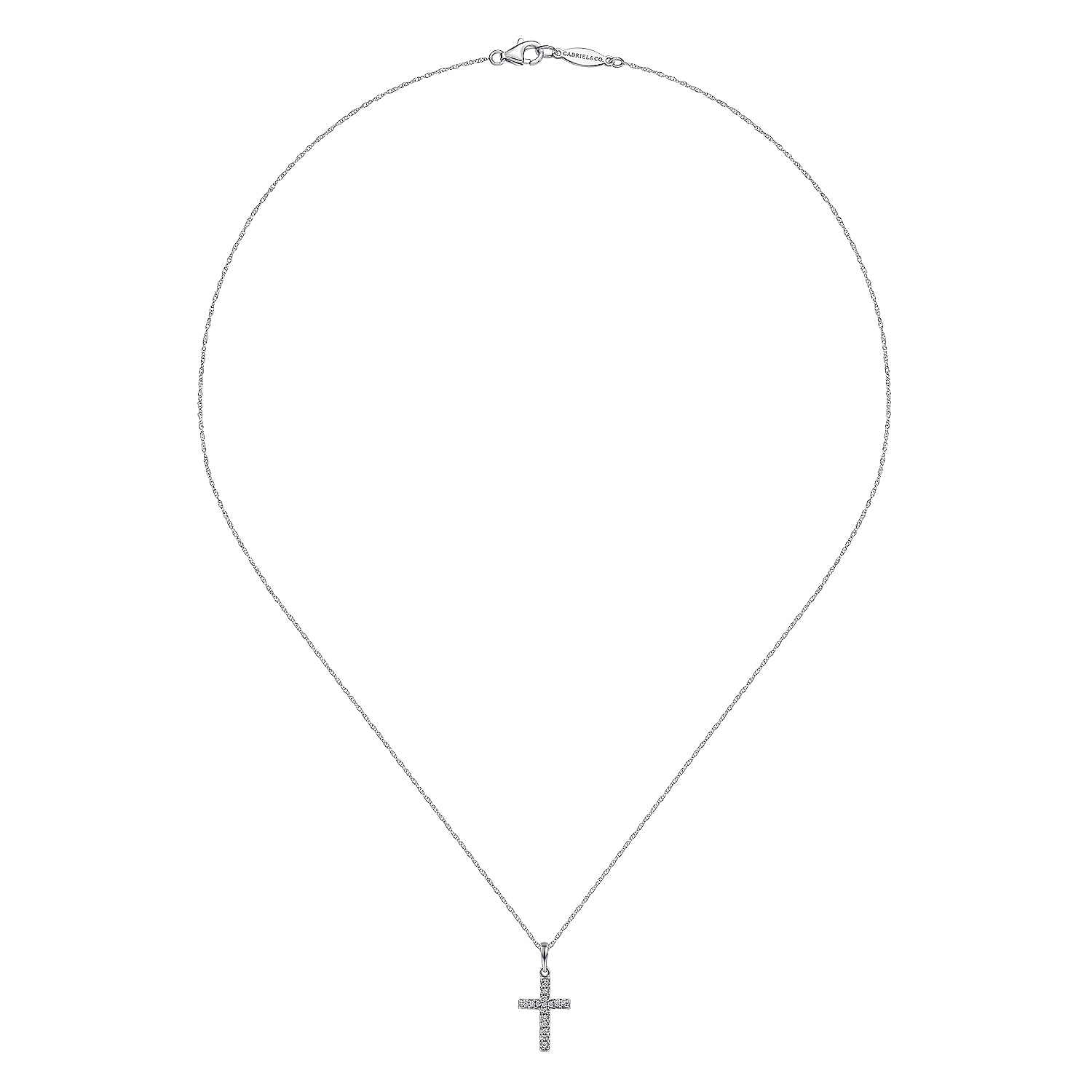 14k White Gold Diamond Cross Necklace angle 2 14k White Gold Diamond Cross Necklace angle 2