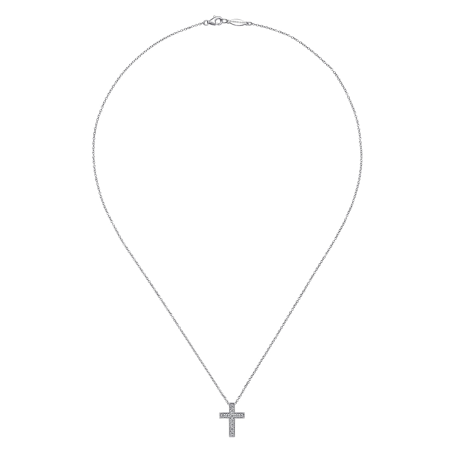 14k White Gold Diamond Cross Necklace angle 2 14k White Gold Diamond Cross Necklace angle 2