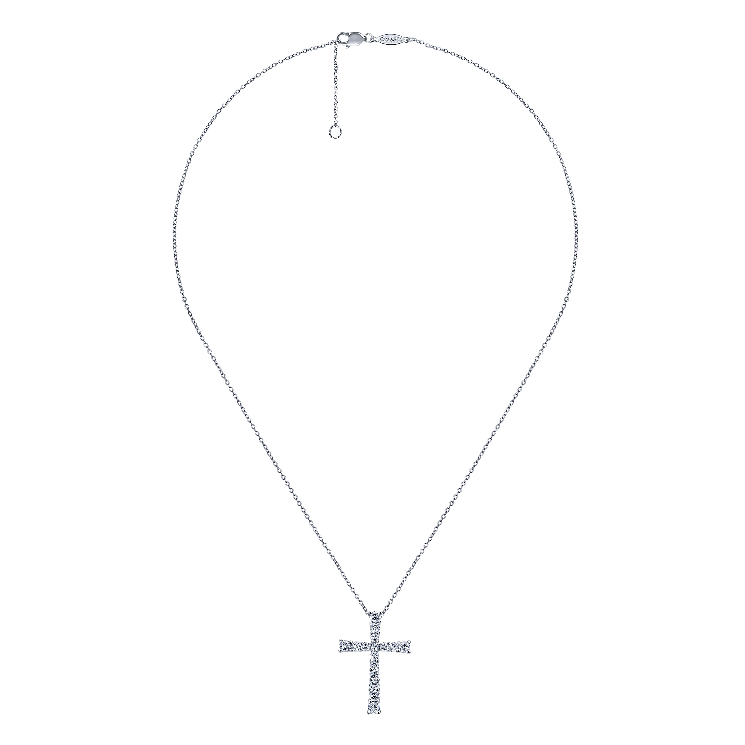 14k White Gold Diamond Cross Necklace angle 2 14k White Gold Diamond Cross Necklace angle 2