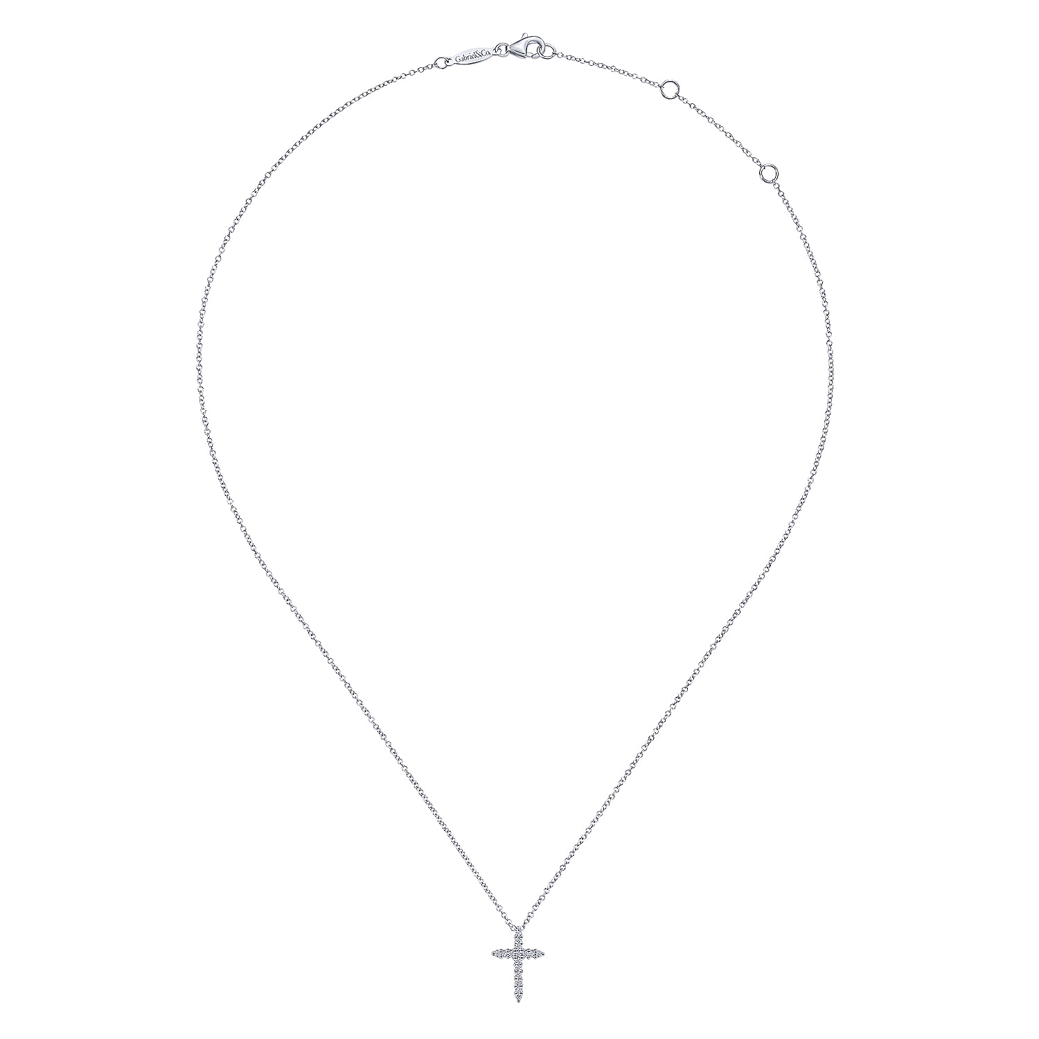 14k White Gold Diamond Cross Necklace angle 2 14k White Gold Diamond Cross Necklace angle 2