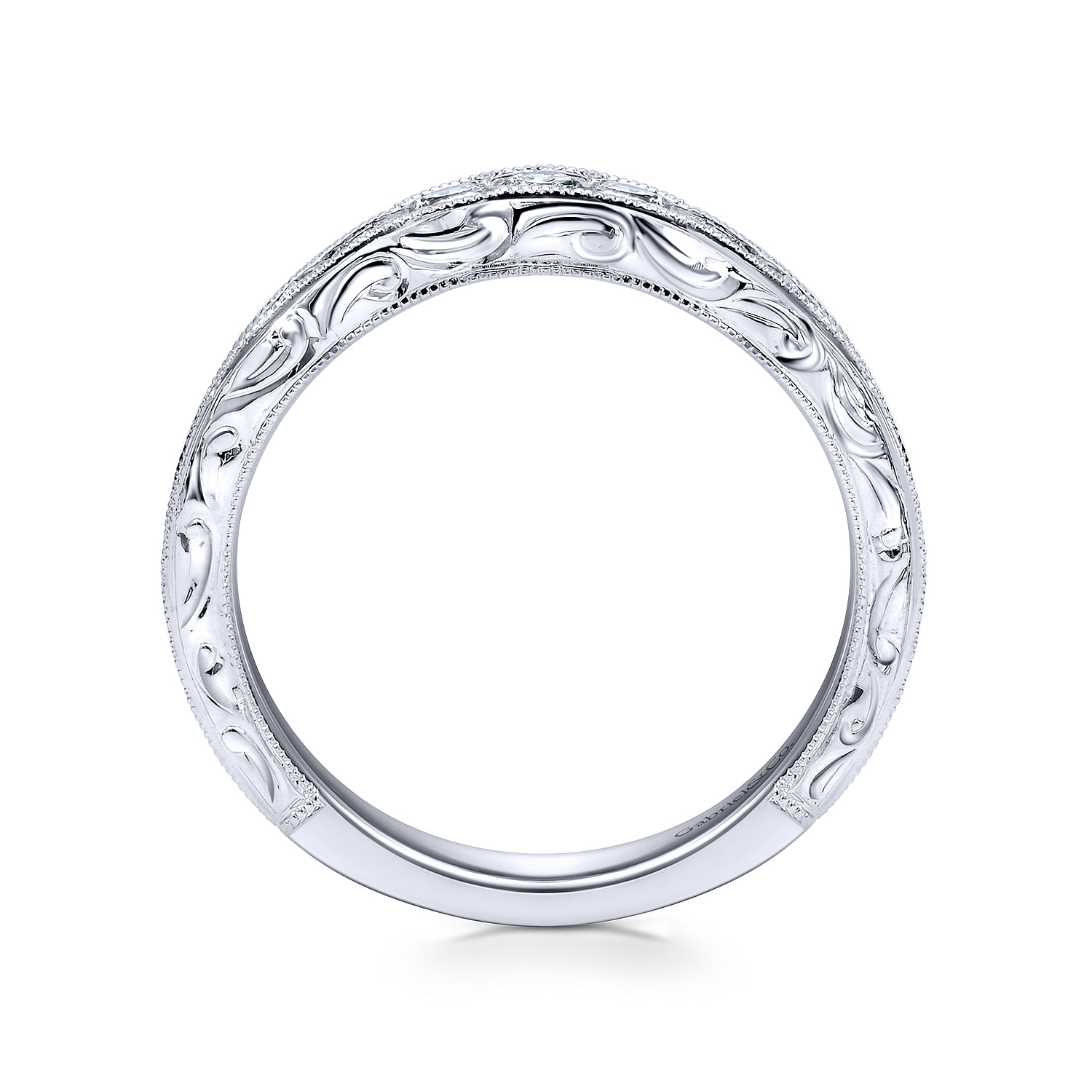 14k White Gold Diamond Curved Anniversary Band angle 2 14k White Gold Diamond Curved Anniversary Band angle 2