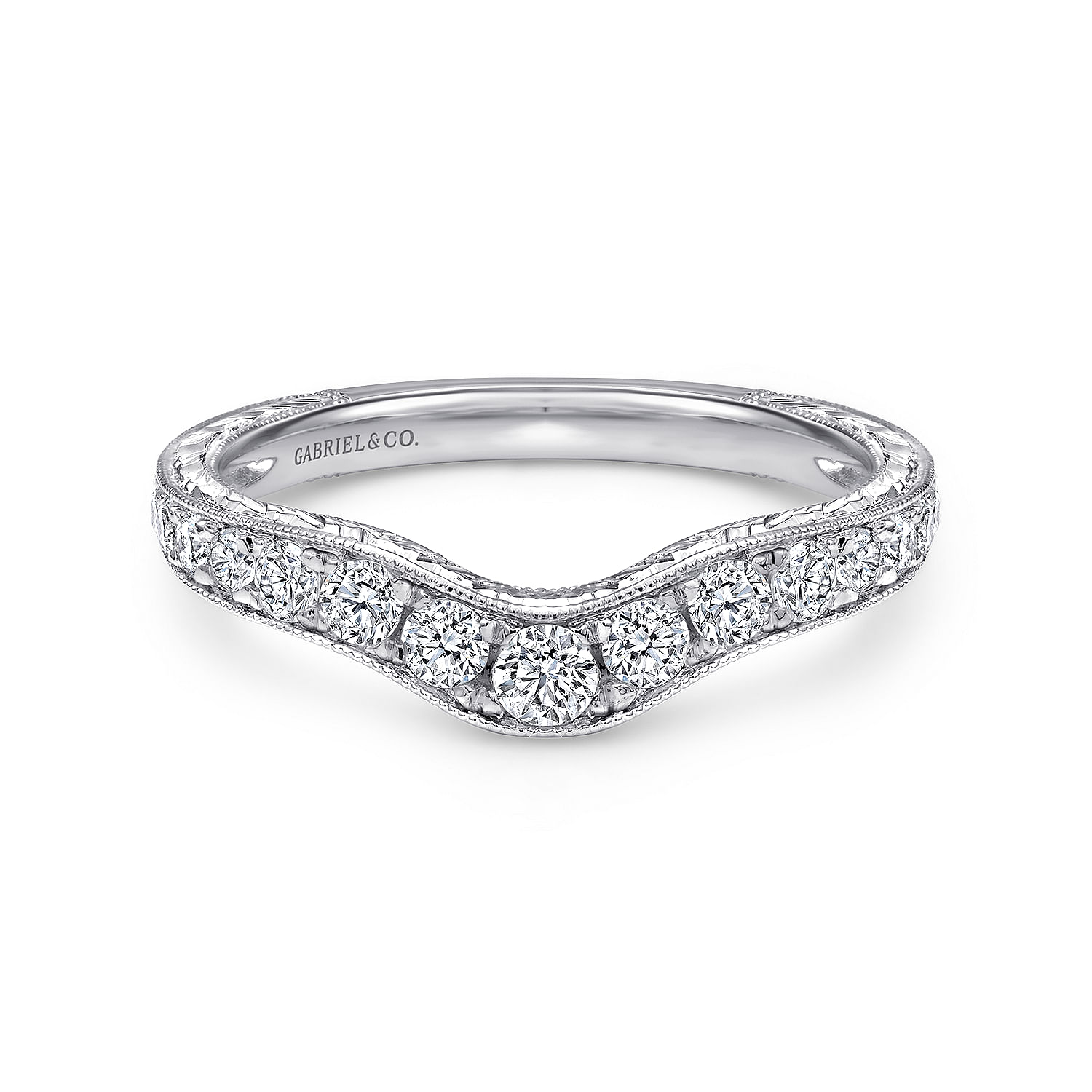 14k White Gold Diamond Curved 14k White Gold Diamond Curved
