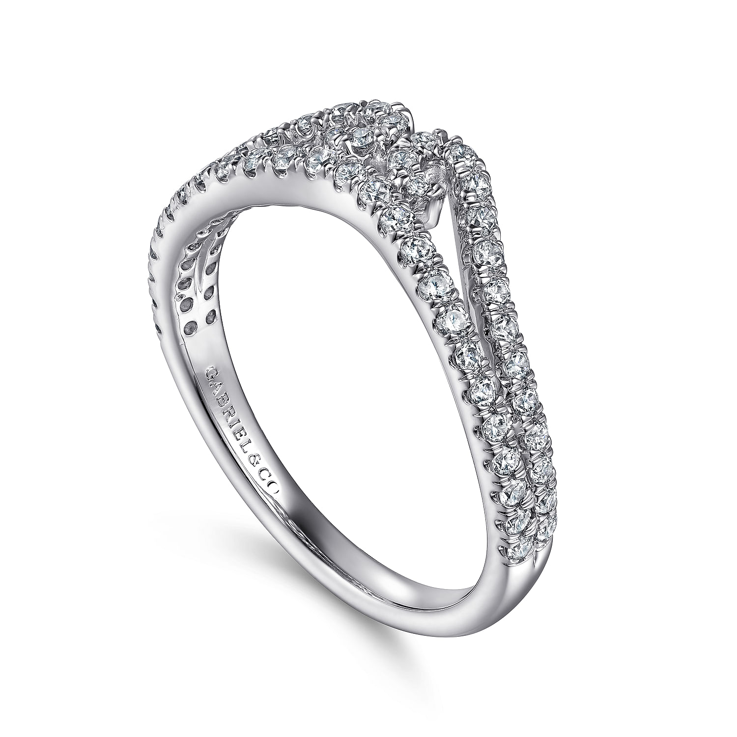 14k White Gold Diamond Curved Anniversary Band angle 3 14k White Gold Diamond Curved Anniversary Band angle 3