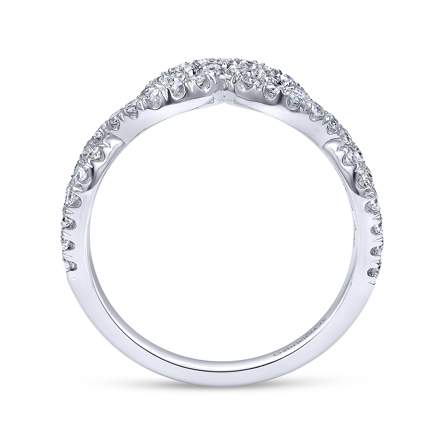 14k White Gold Diamond Curved Anniversary Band angle 2 14k White Gold Diamond Curved Anniversary Band angle 2