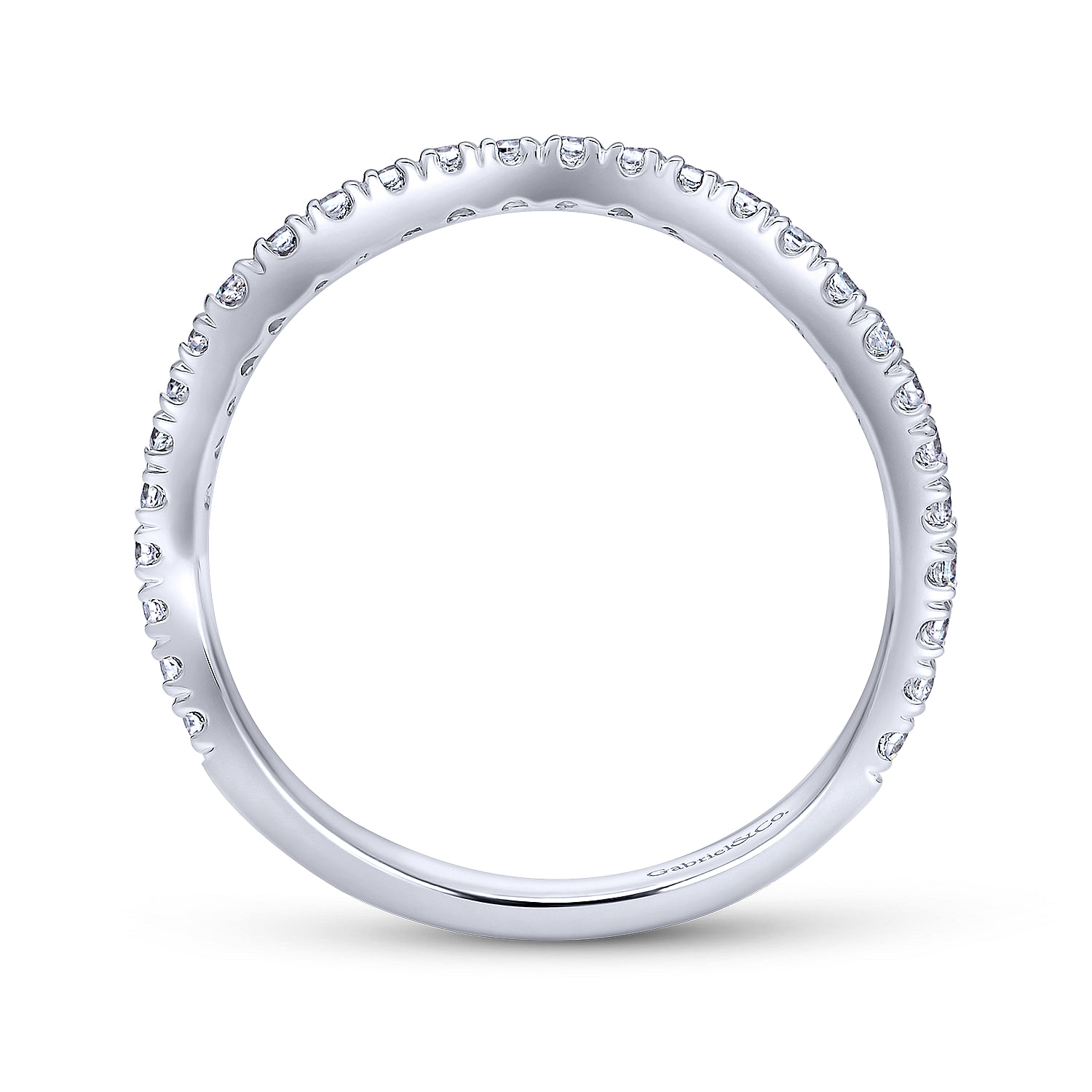 14k White Gold Diamond Curved Wedding Band angle 2 14k White Gold Diamond Curved Wedding Band angle 2