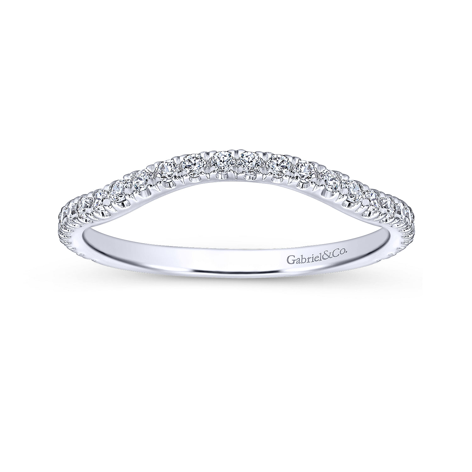 14k White Gold Diamond Curved Wedding Band angle 5 14k White Gold Diamond Curved Wedding Band angle 5
