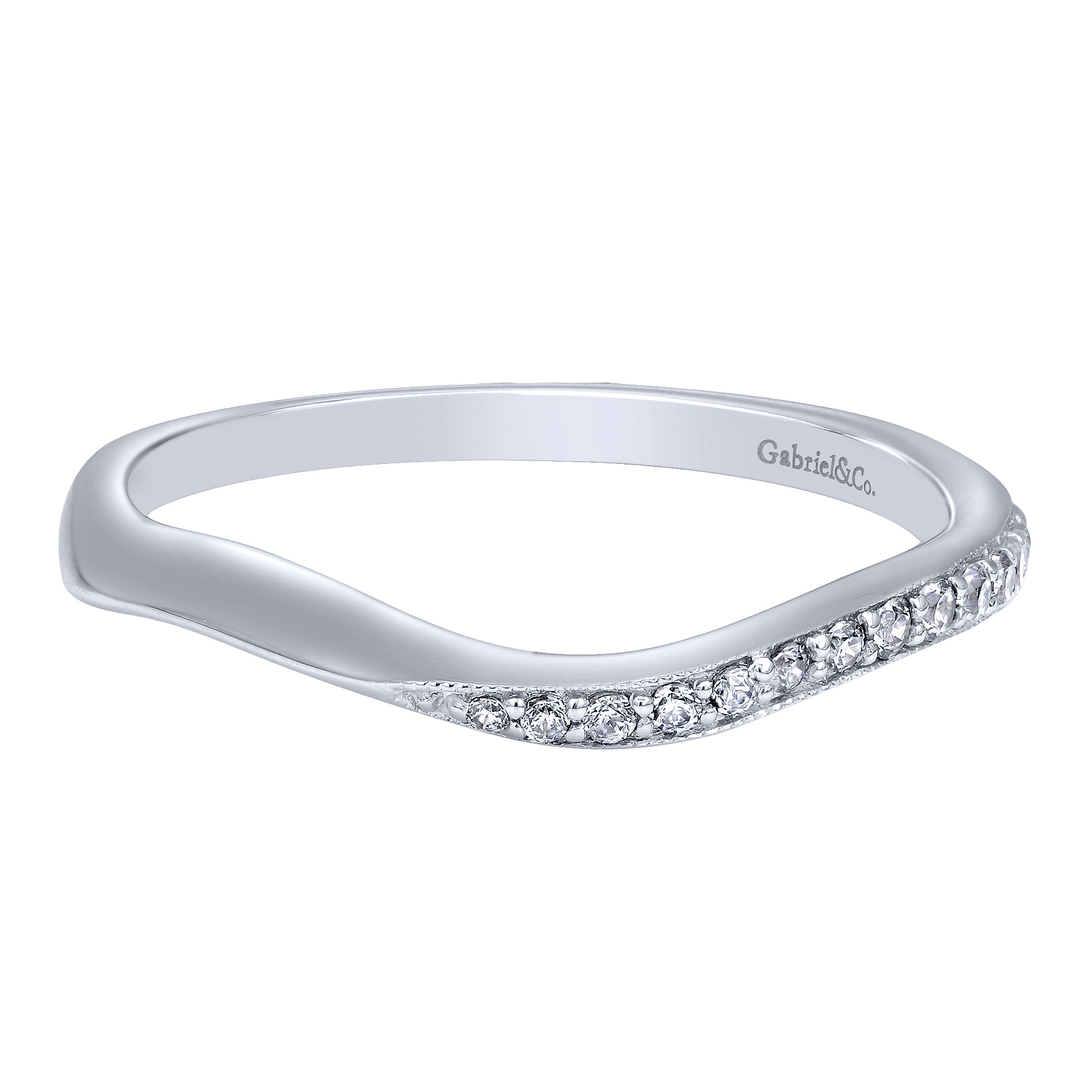 14k White Gold Diamond Curved 14k White Gold Diamond Curved