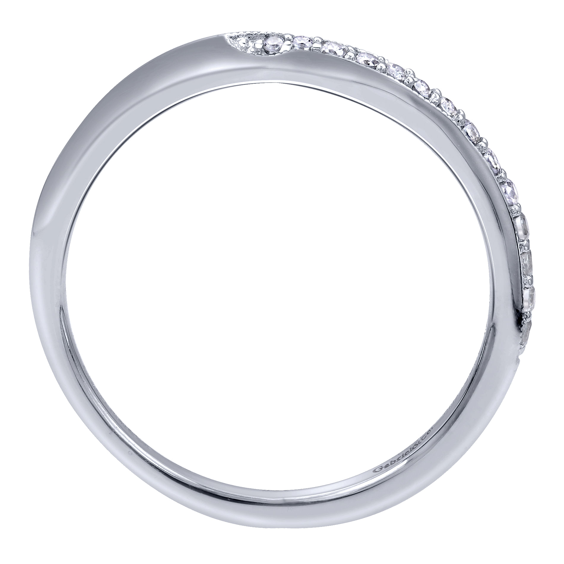 14k White Gold Diamond Curved Wedding Band angle 2 14k White Gold Diamond Curved Wedding Band angle 2
