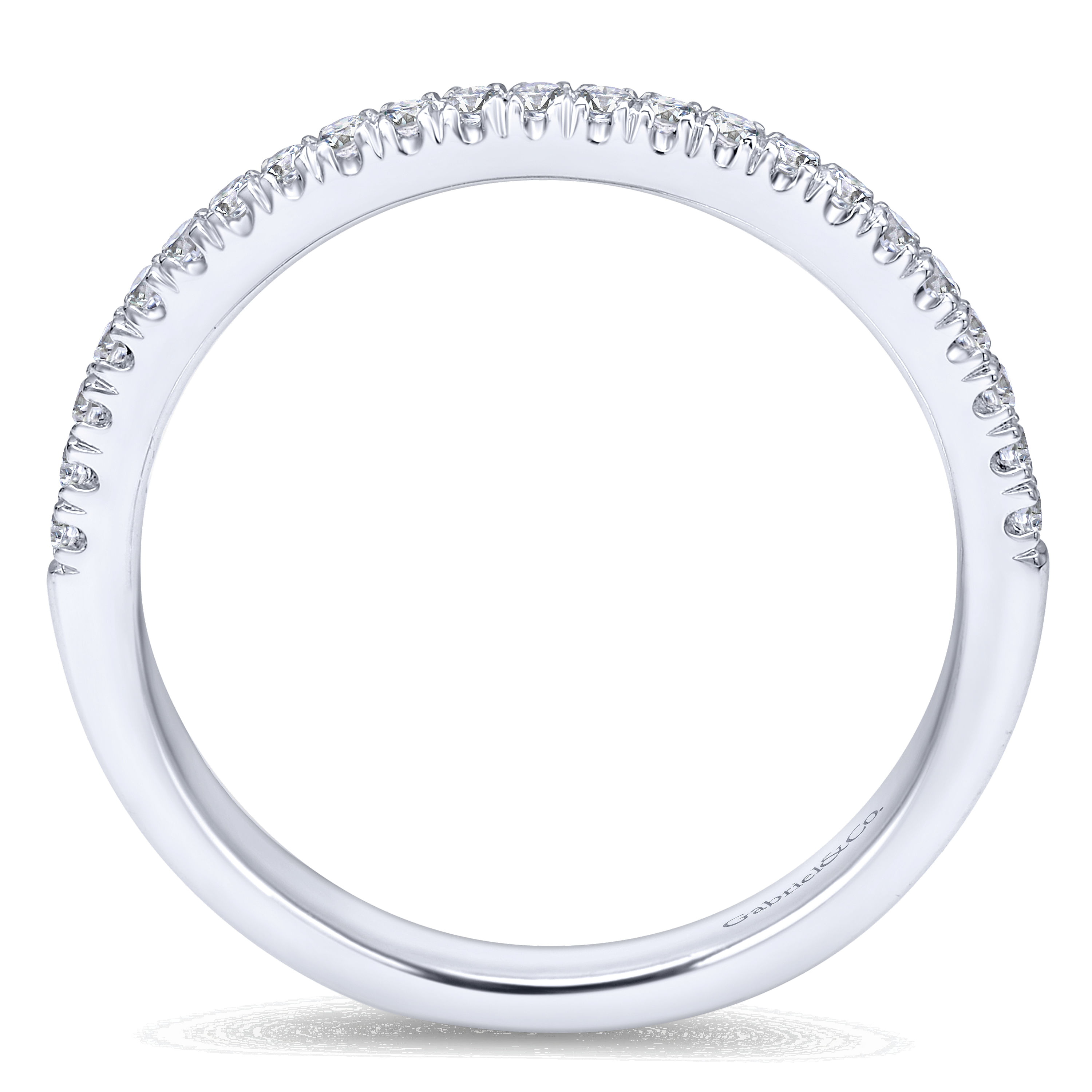 14k White Gold Diamond Curved Wedding Band angle 2 14k White Gold Diamond Curved Wedding Band angle 2