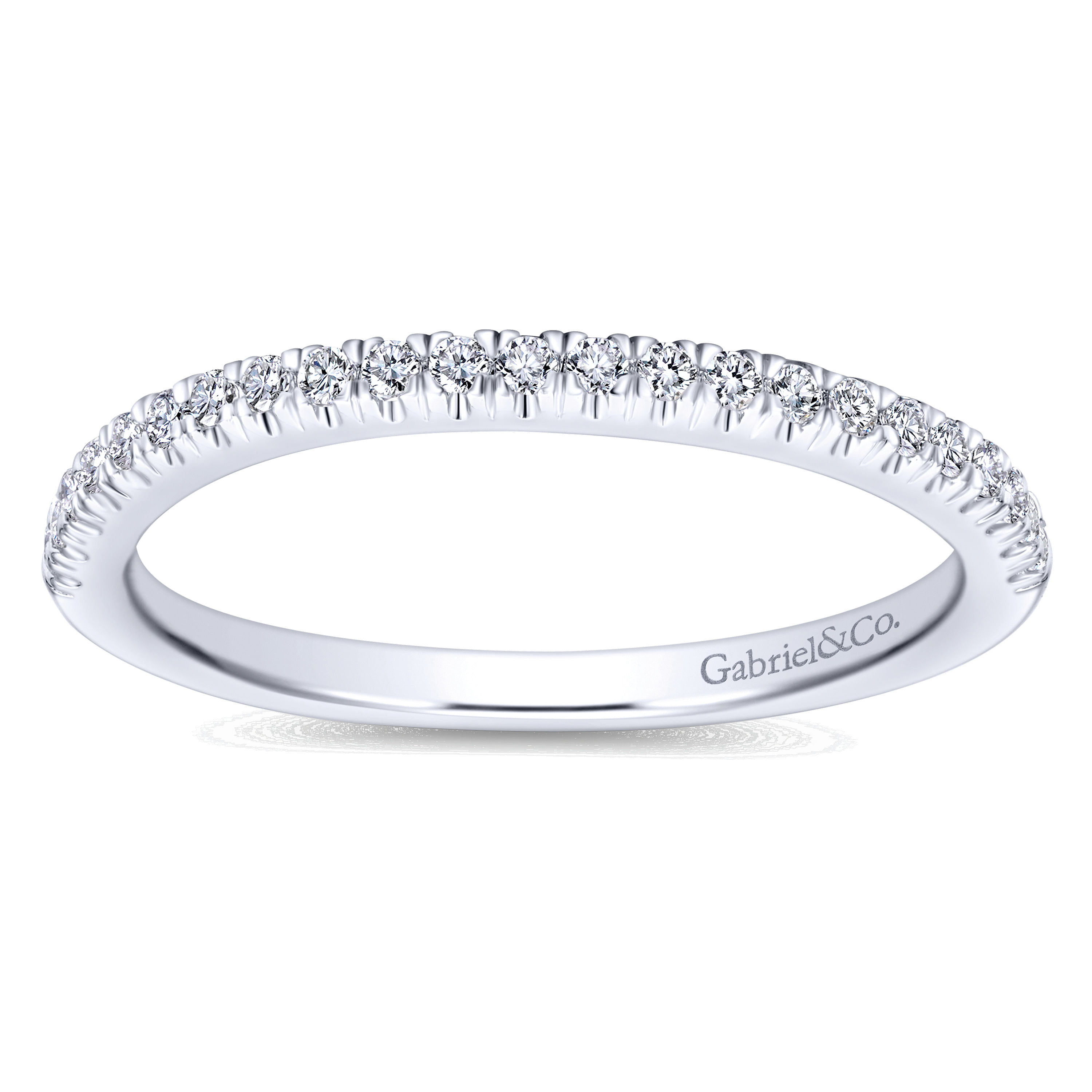 14k White Gold Diamond Curved Wedding Band angle 5 14k White Gold Diamond Curved Wedding Band angle 5