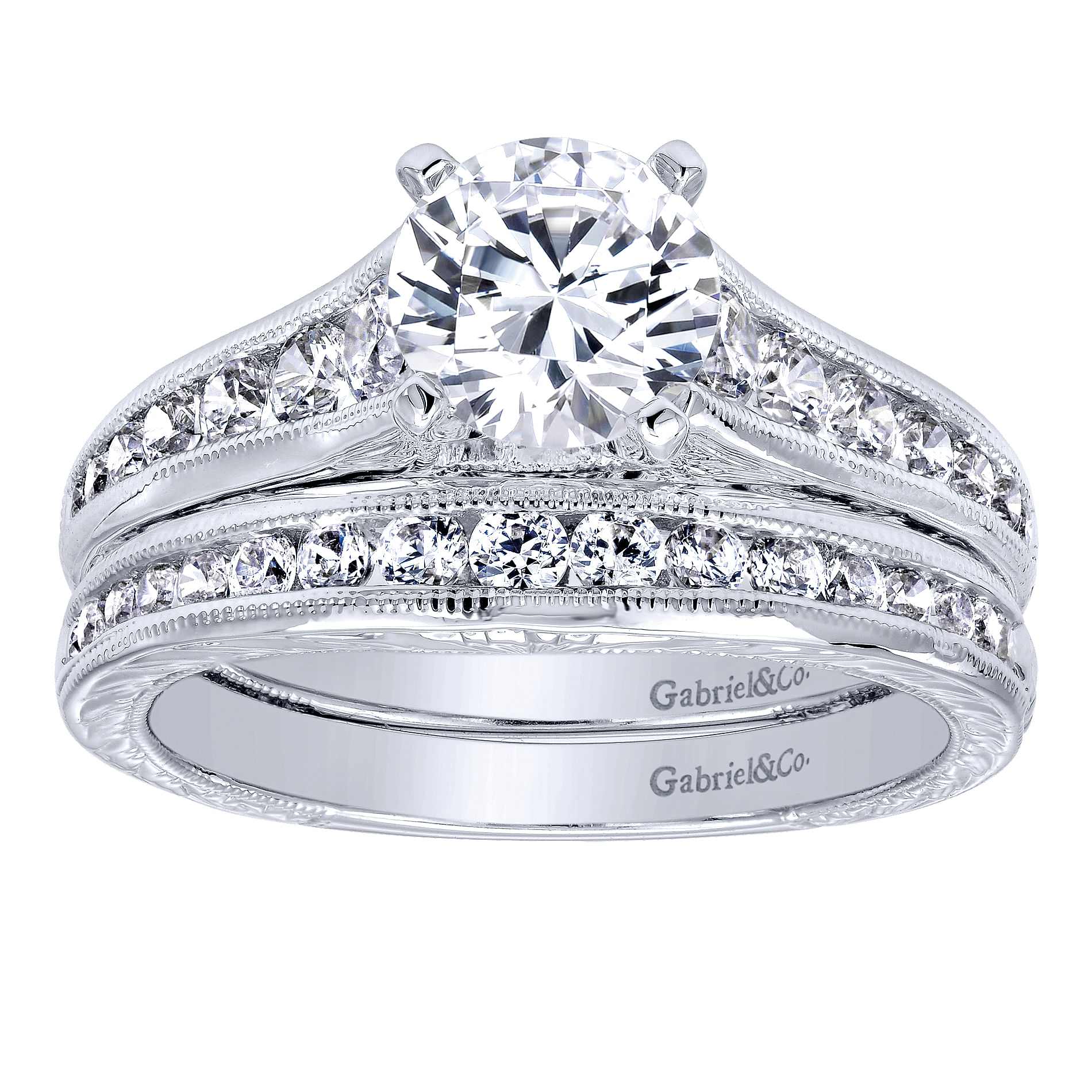 14k White Gold Diamond Curved Wedding Band angle 4 14k White Gold Diamond Curved Wedding Band angle 4