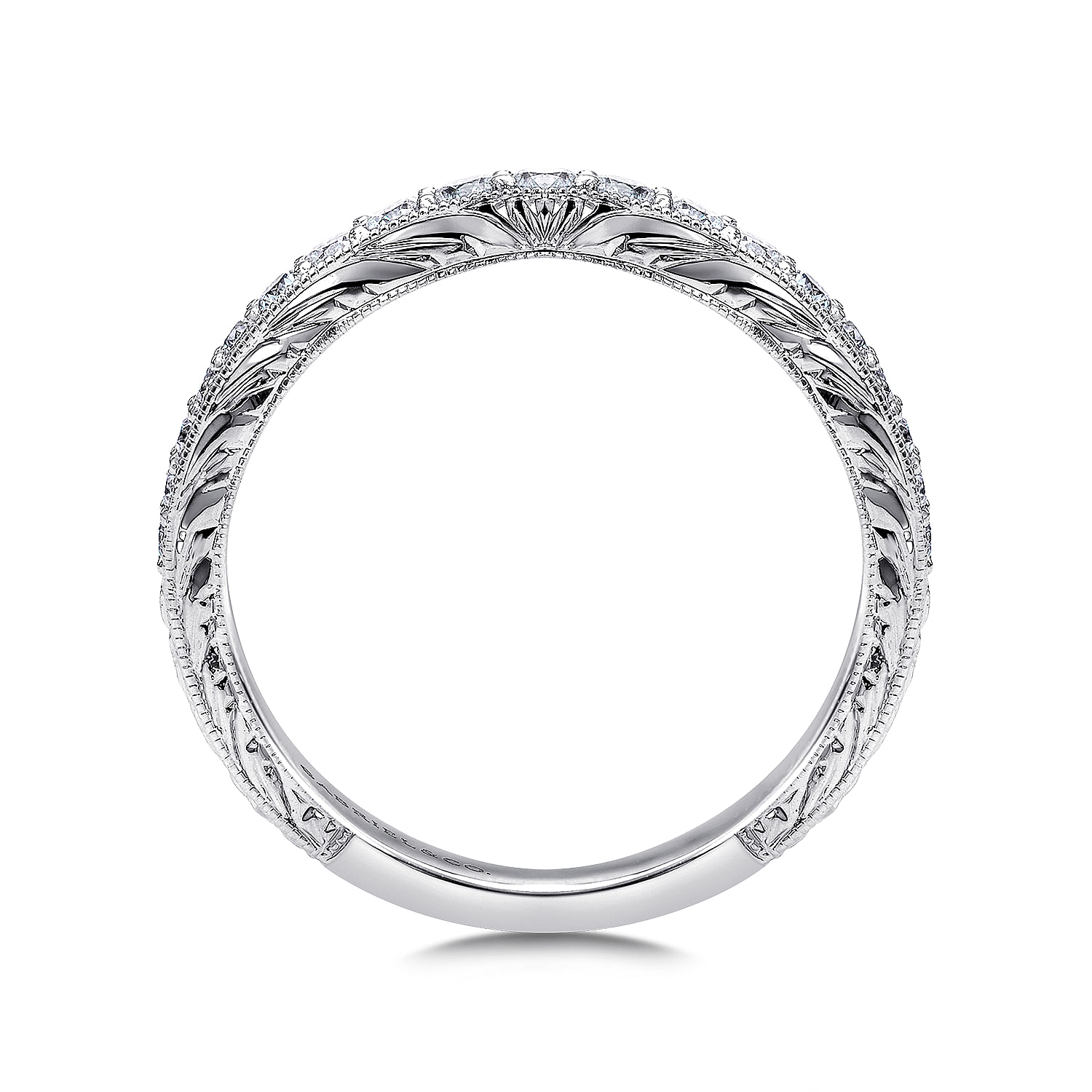 14k White Gold Diamond Curved Wedding Band angle 2 14k White Gold Diamond Curved Wedding Band angle 2