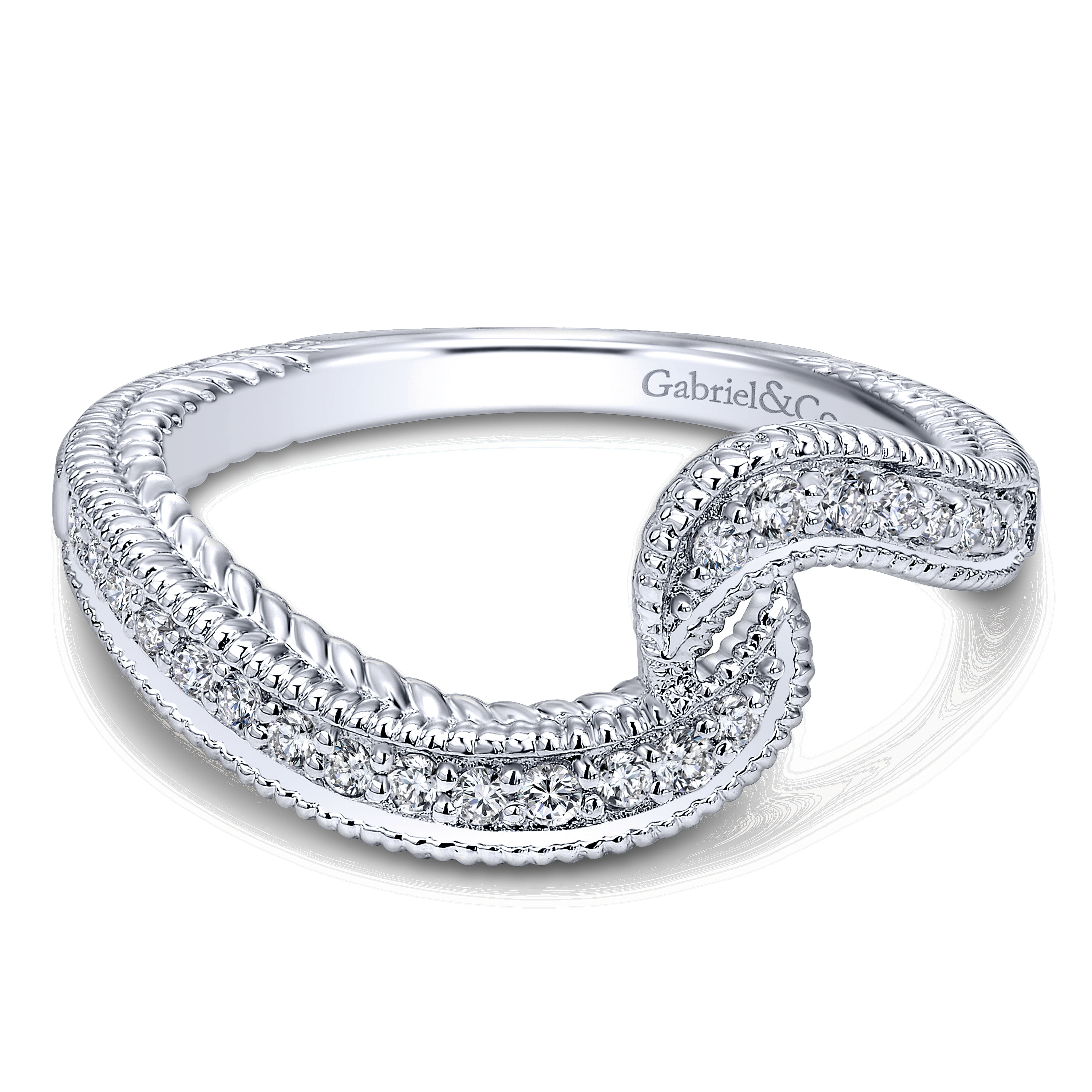 14k White Gold Diamond Curved 14k White Gold Diamond Curved