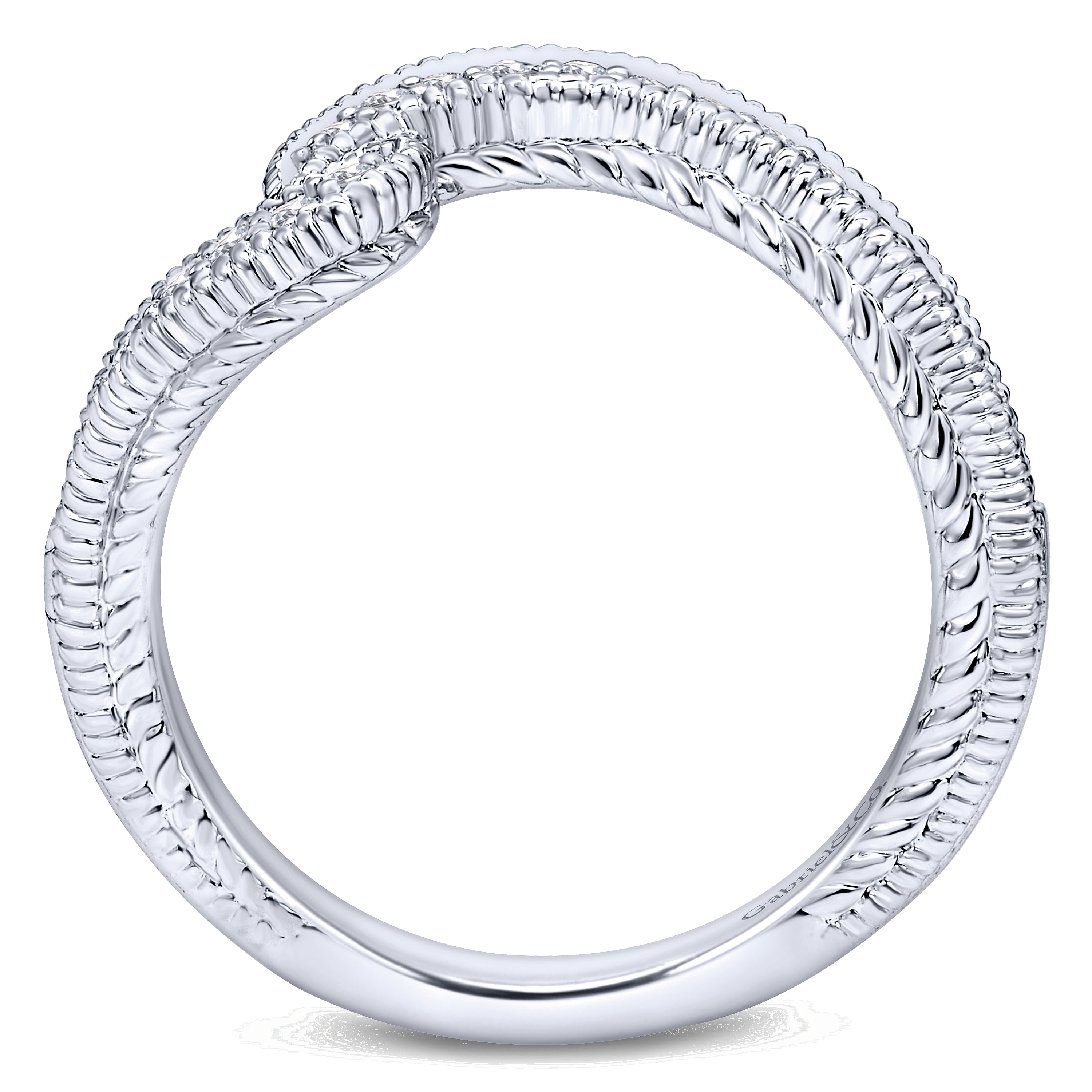 14k White Gold Diamond Curved Wedding Band angle 2 14k White Gold Diamond Curved Wedding Band angle 2