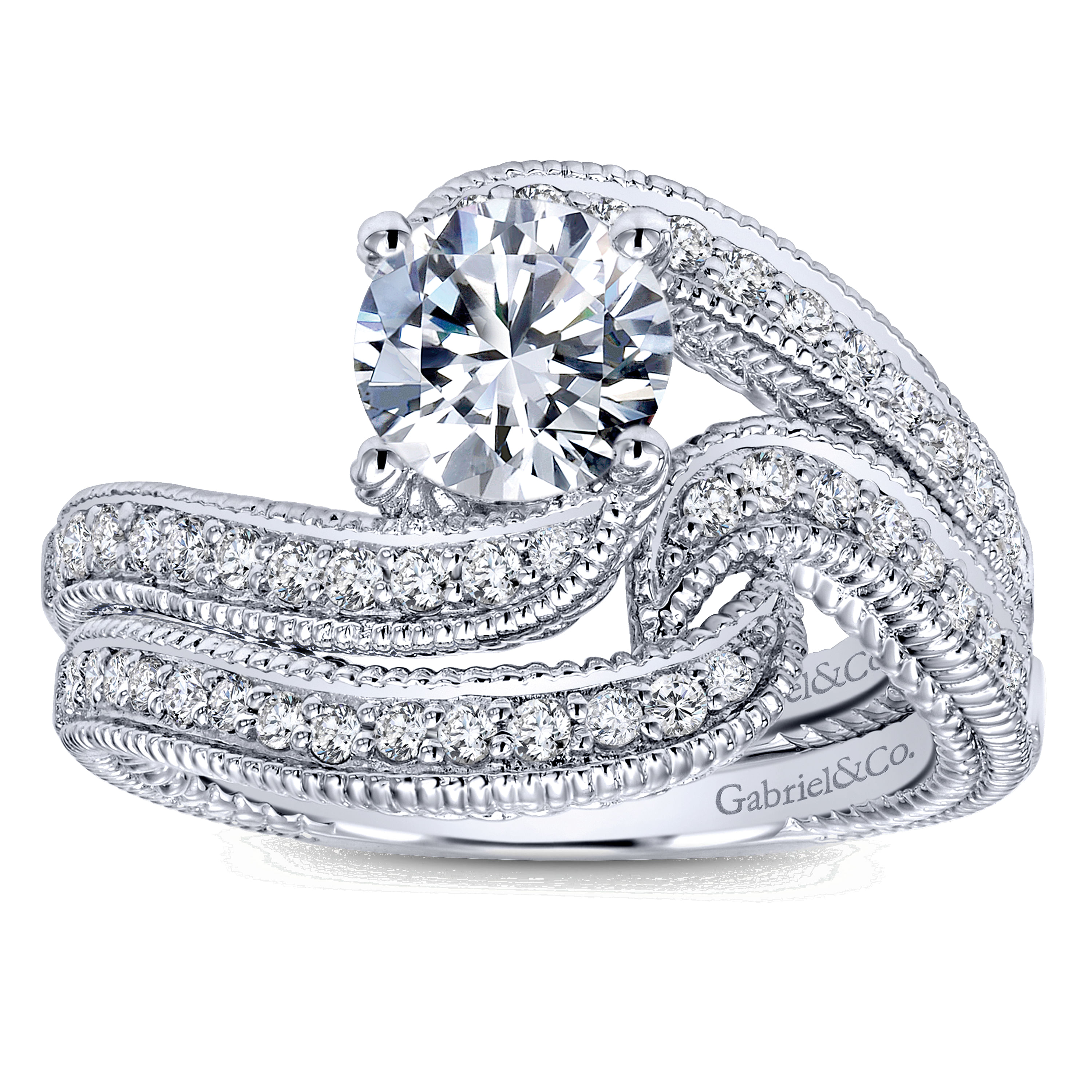 14k White Gold Diamond Curved Wedding Band angle 4 14k White Gold Diamond Curved Wedding Band angle 4