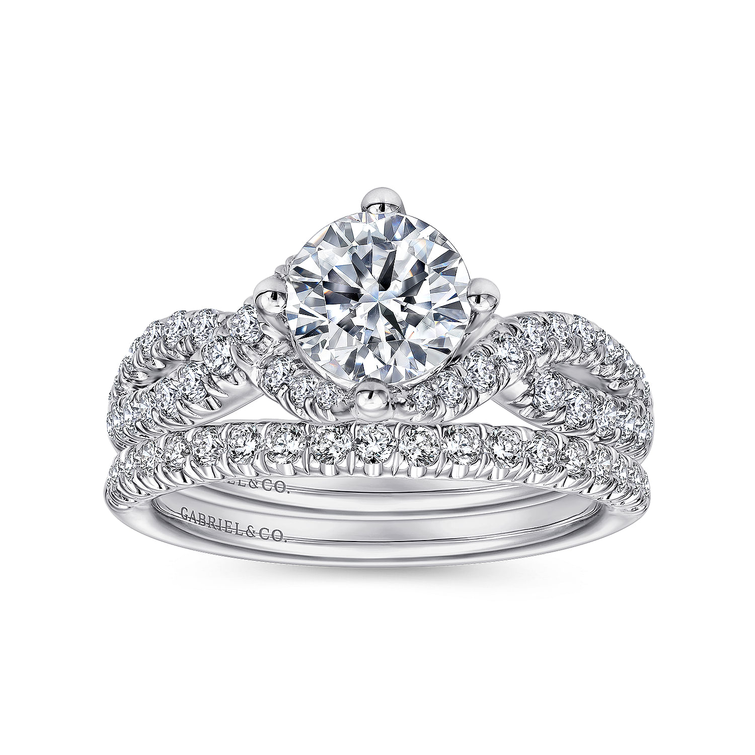 14k White Gold Diamond Curved Wedding Band angle 4 14k White Gold Diamond Curved Wedding Band angle 4