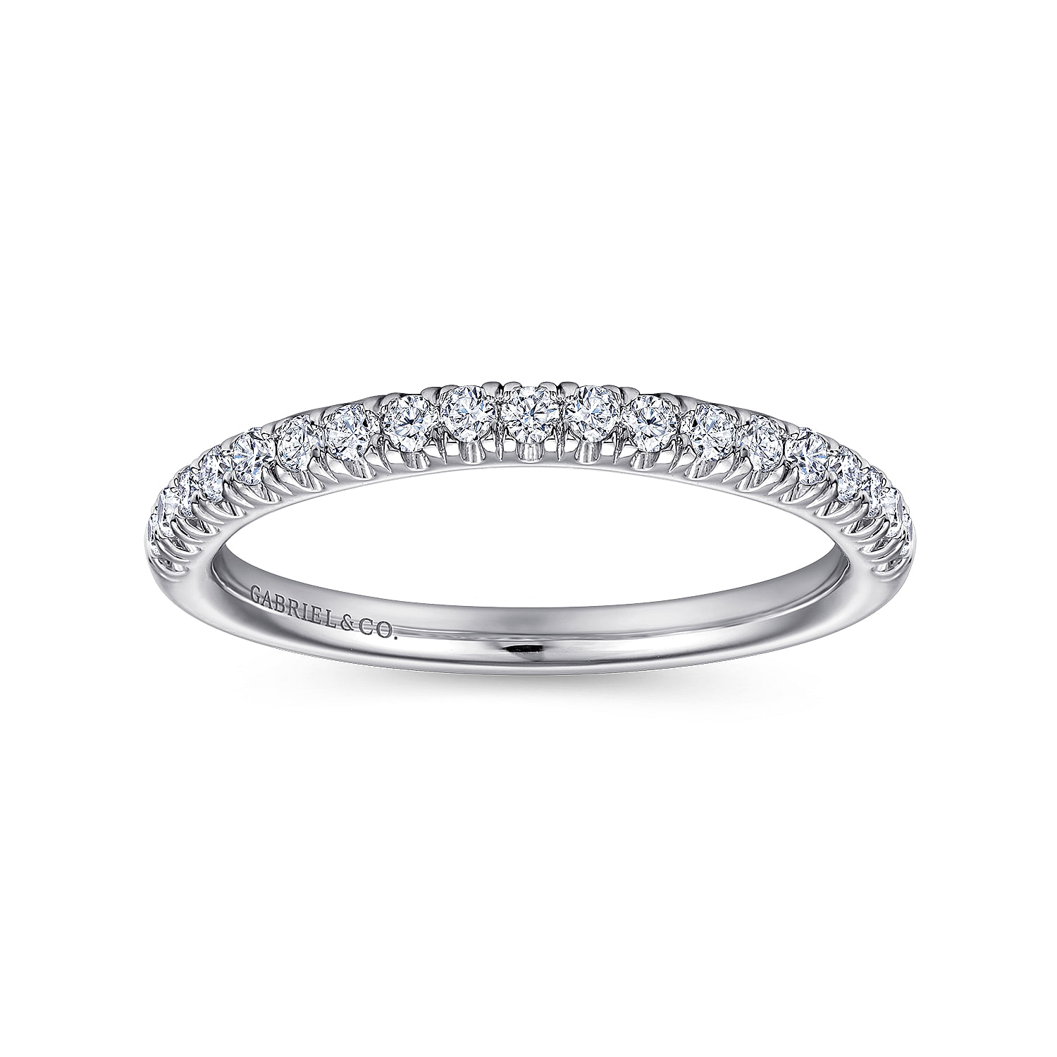 14k White Gold Diamond Curved Wedding Band angle 5 14k White Gold Diamond Curved Wedding Band angle 5