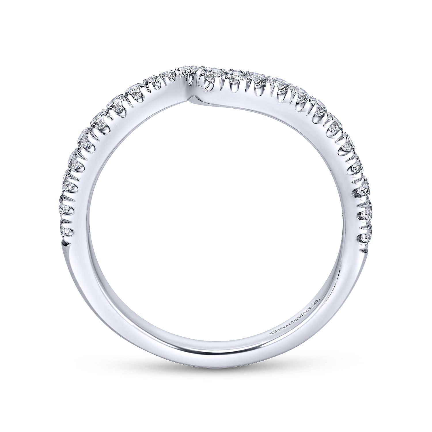 14k White Gold Diamond Curved Wedding Band angle 2 14k White Gold Diamond Curved Wedding Band angle 2