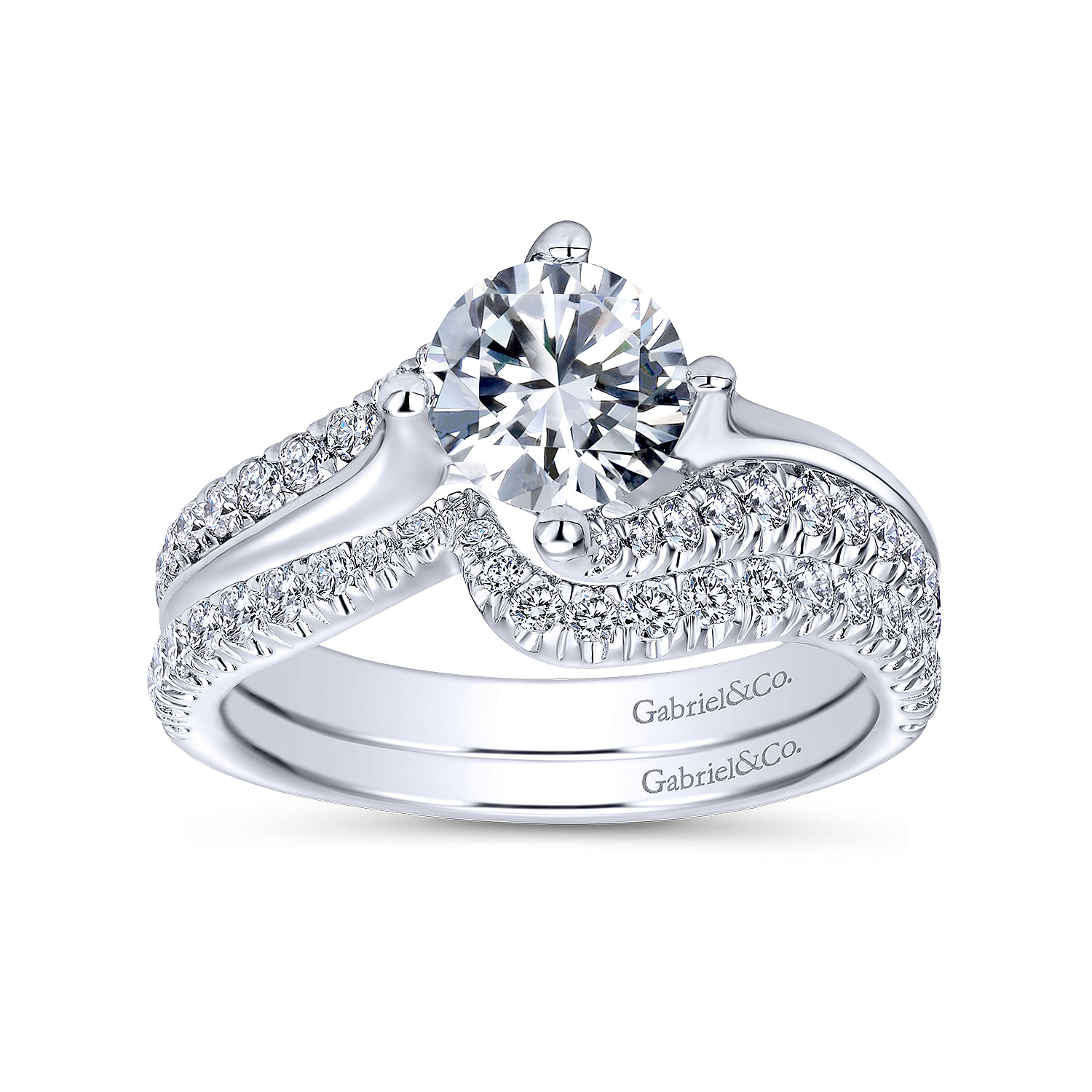14k White Gold Diamond Curved Wedding Band angle 4 14k White Gold Diamond Curved Wedding Band angle 4