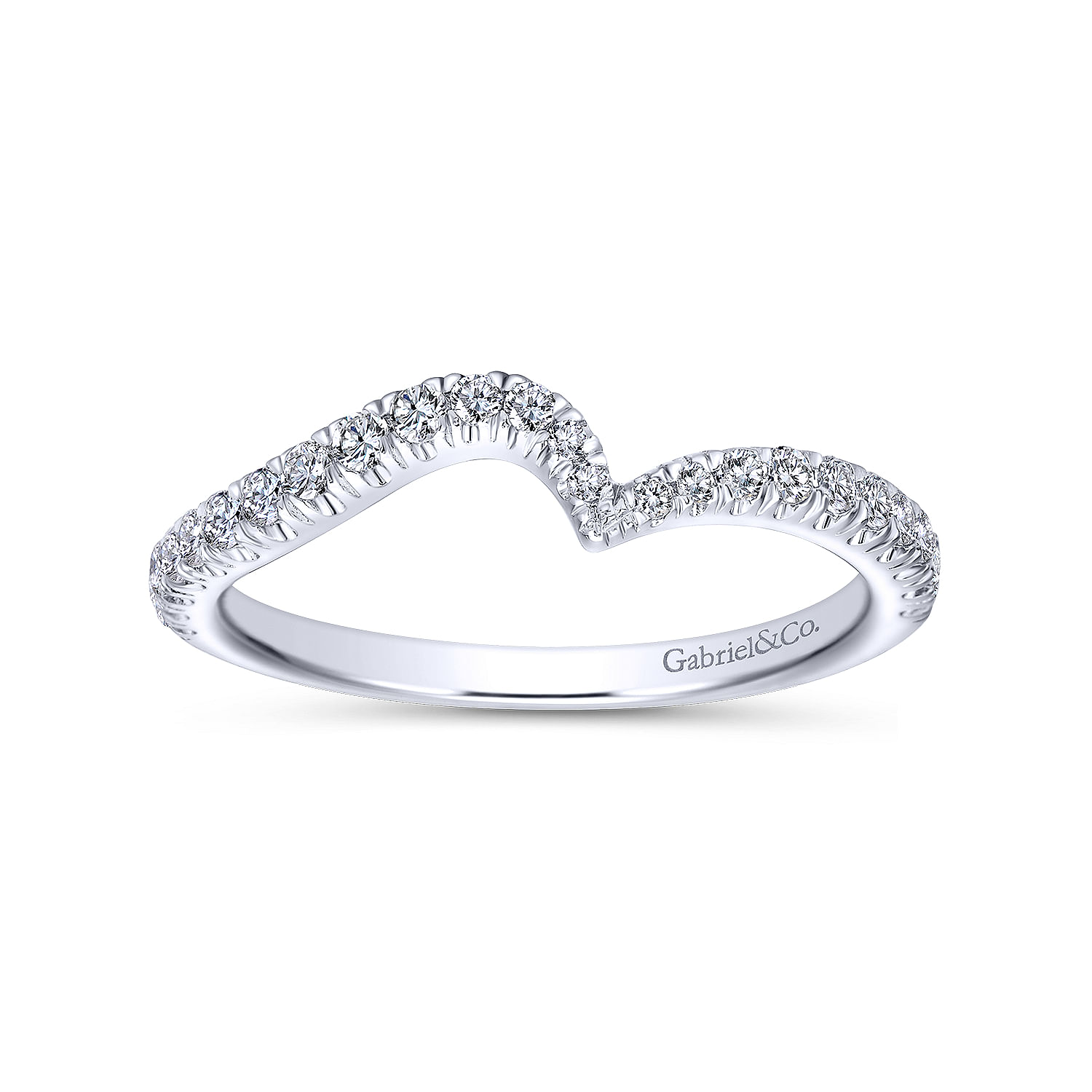14k White Gold Diamond Curved Wedding Band angle 5 14k White Gold Diamond Curved Wedding Band angle 5