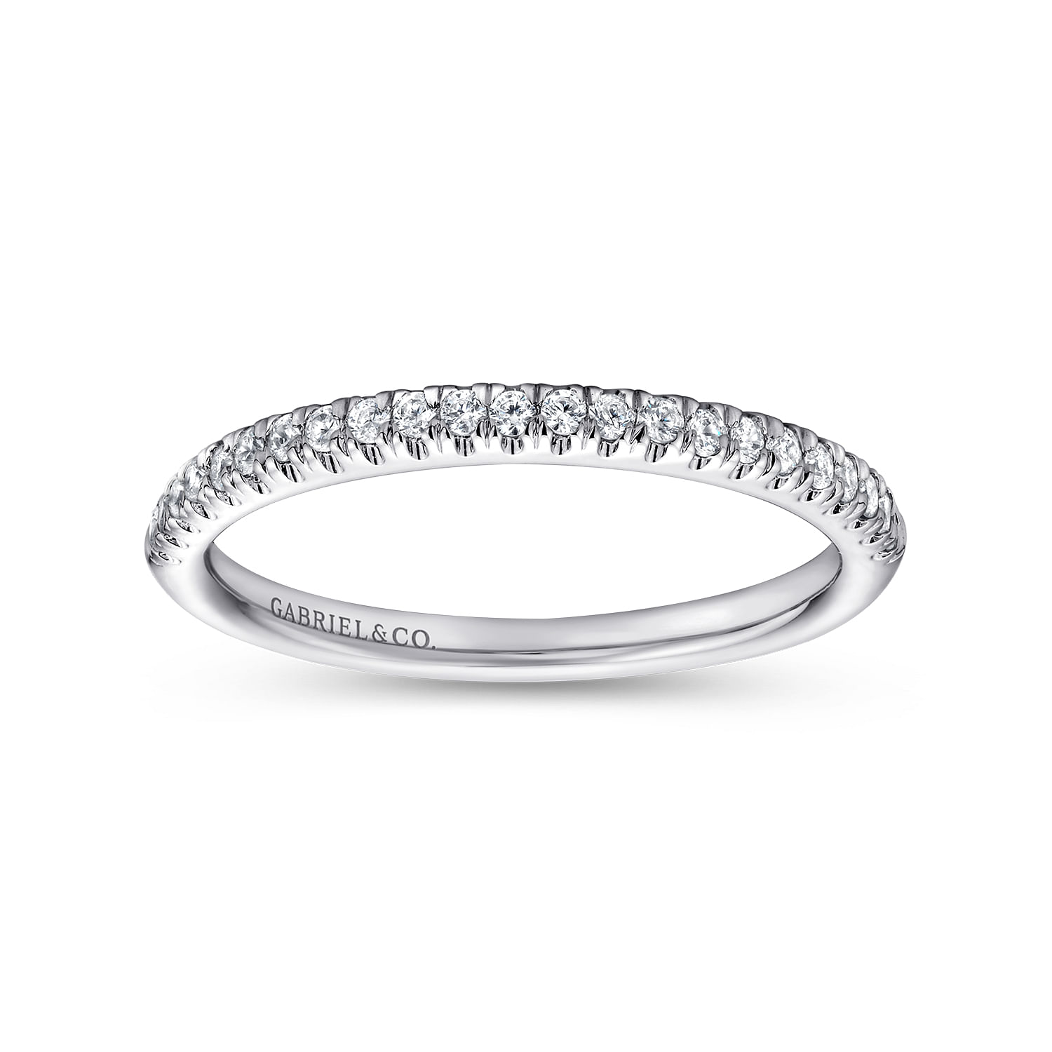 14k White Gold Diamond Curved Wedding Band angle 5 14k White Gold Diamond Curved Wedding Band angle 5