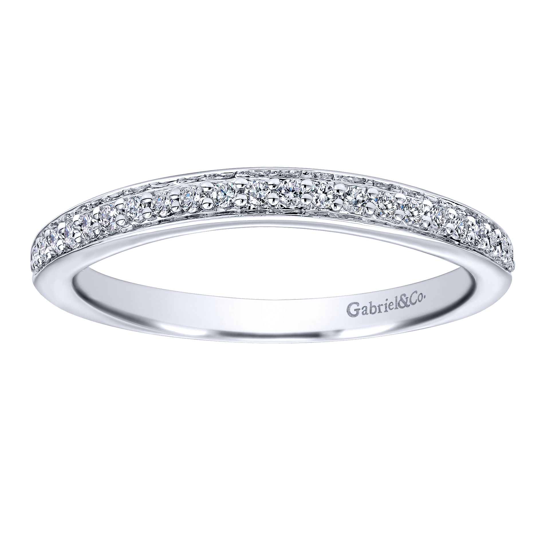 14k White Gold Diamond Curved Wedding Band angle 5 14k White Gold Diamond Curved Wedding Band angle 5