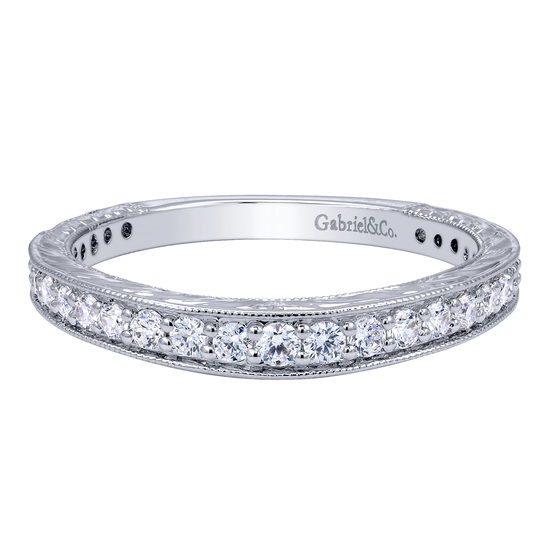 14k White Gold Diamond Curved 14k White Gold Diamond Curved