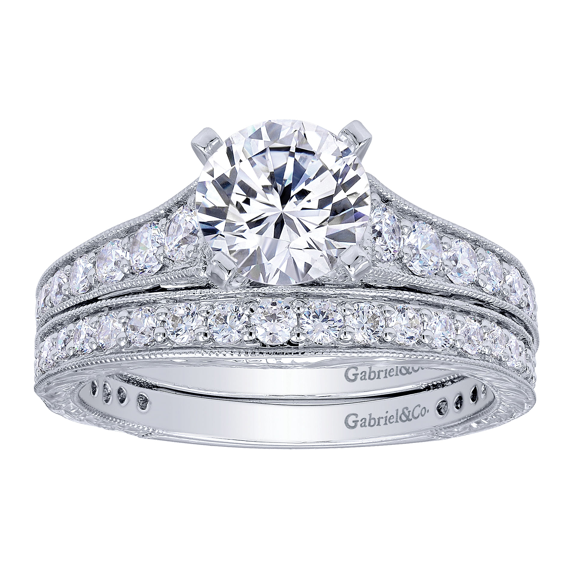 14k White Gold Diamond Curved Wedding Band angle 4 14k White Gold Diamond Curved Wedding Band angle 4