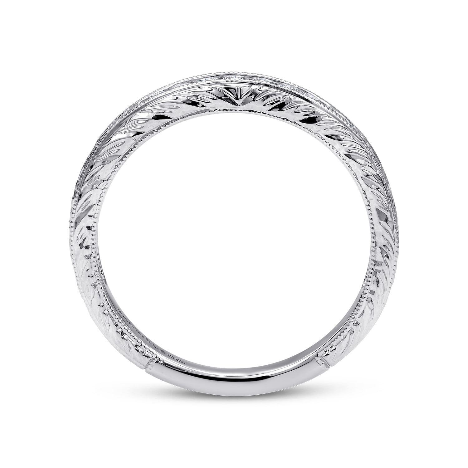 14k White Gold Diamond Curved Wedding Band angle 2 14k White Gold Diamond Curved Wedding Band angle 2