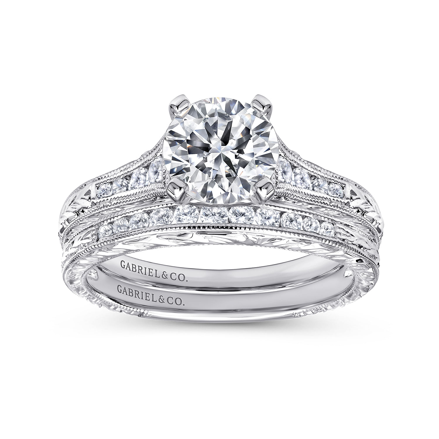 14k White Gold Diamond Curved Wedding Band angle 4 14k White Gold Diamond Curved Wedding Band angle 4