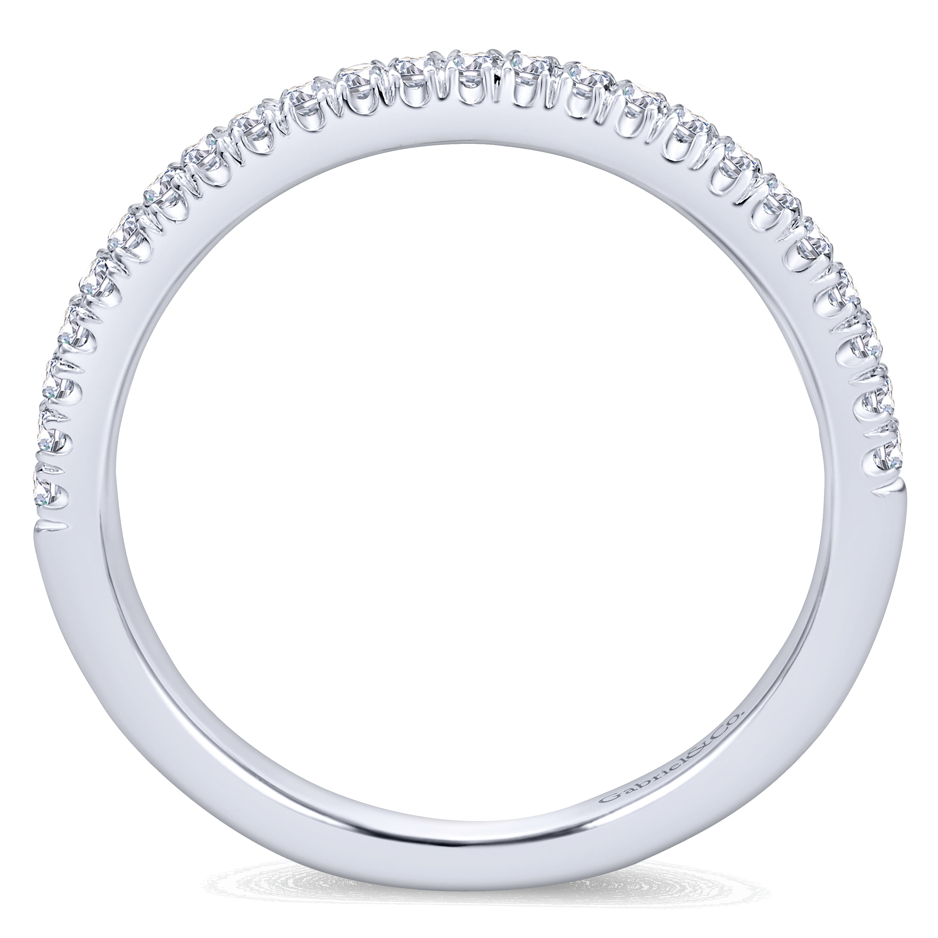 14k White Gold Diamond Curved Wedding Band angle 2 14k White Gold Diamond Curved Wedding Band angle 2