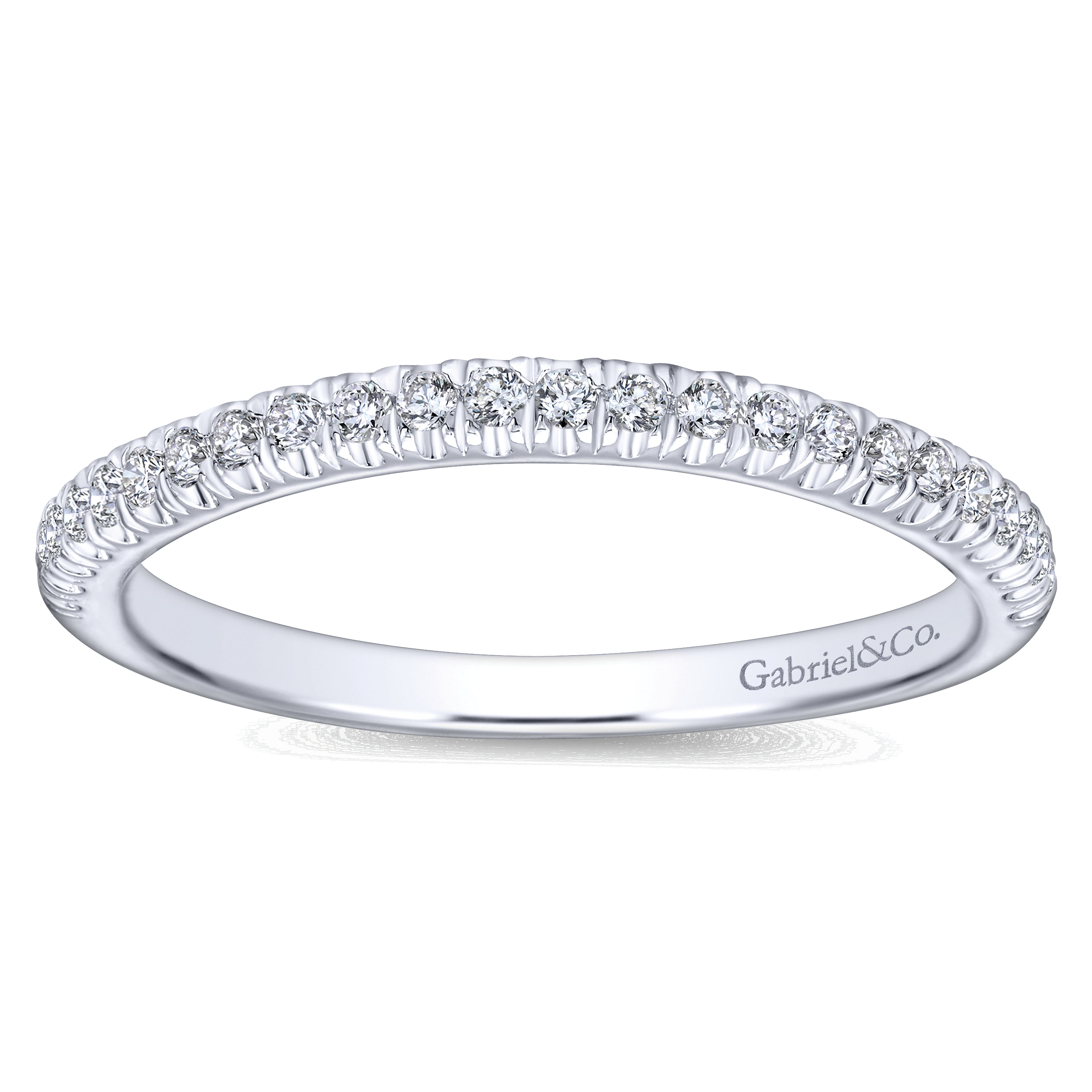 14k White Gold Diamond Curved Wedding Band angle 5 14k White Gold Diamond Curved Wedding Band angle 5