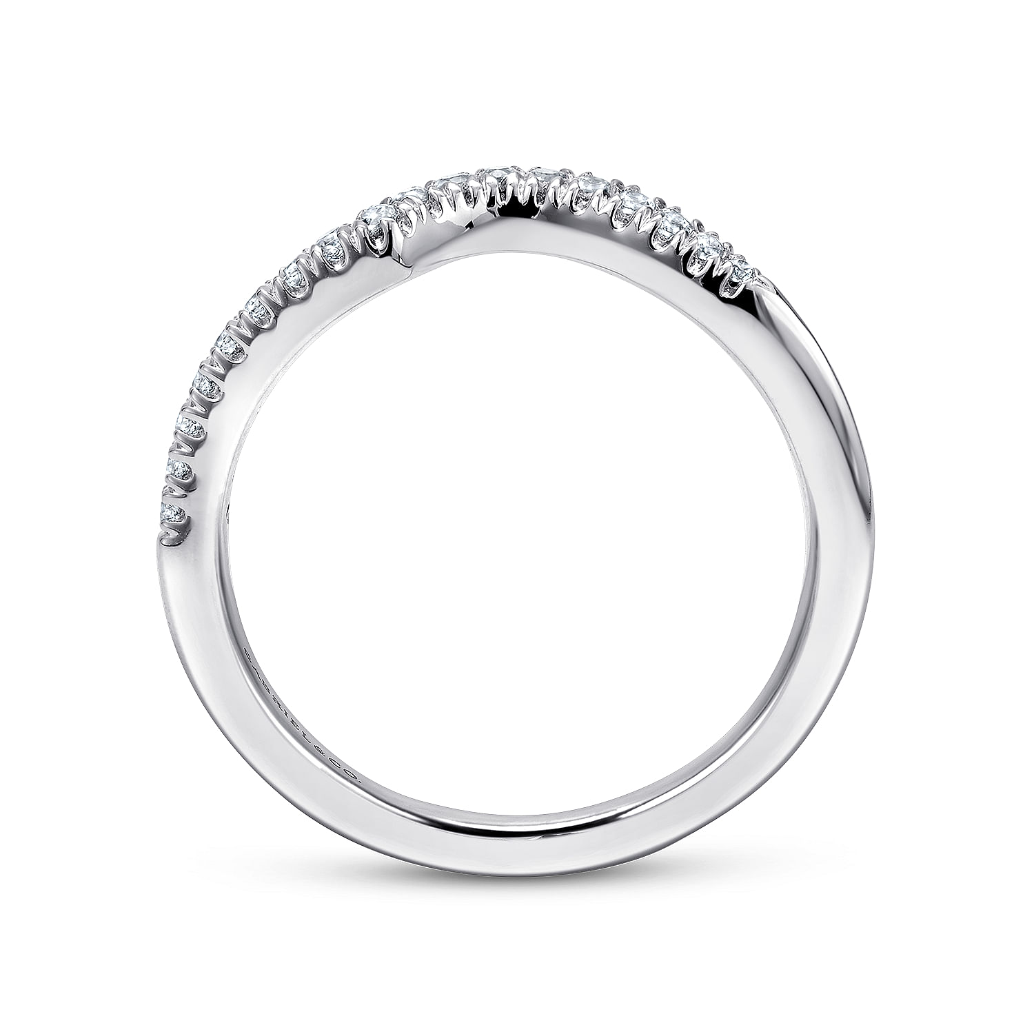 14k White Gold Diamond Curved Wedding Band angle 2 14k White Gold Diamond Curved Wedding Band angle 2