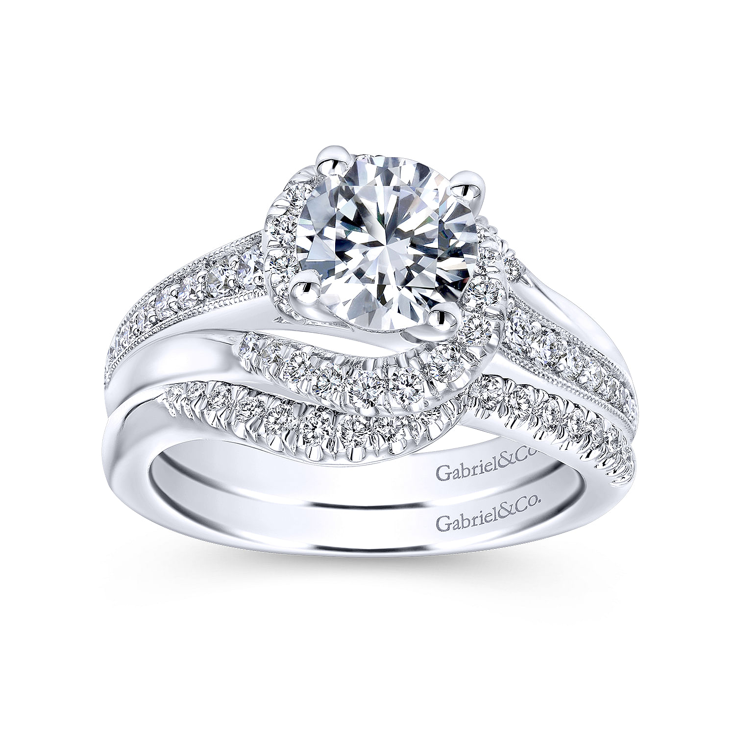 14k White Gold Diamond Curved Wedding Band angle 4 14k White Gold Diamond Curved Wedding Band angle 4