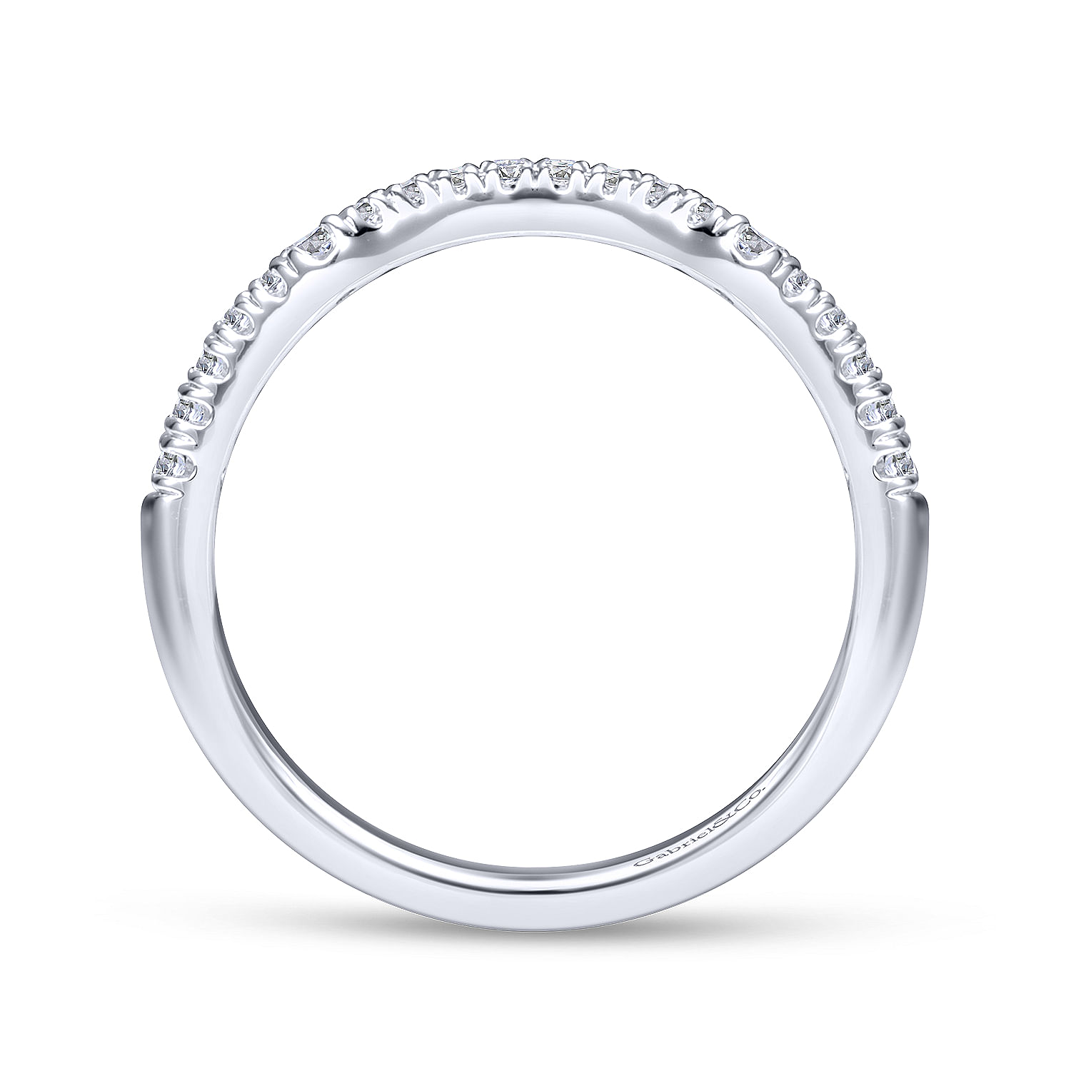 14k White Gold Diamond Curved Wedding Band angle 2 14k White Gold Diamond Curved Wedding Band angle 2