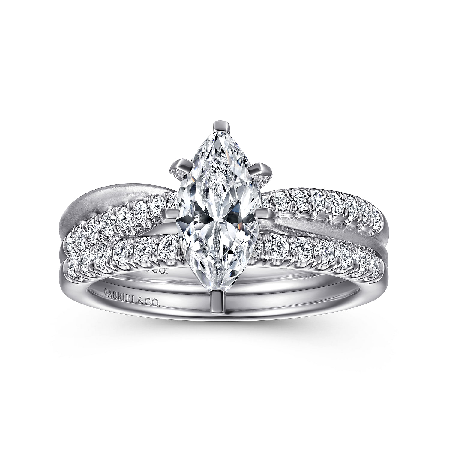14k White Gold Diamond Curved Wedding Band angle 4 14k White Gold Diamond Curved Wedding Band angle 4