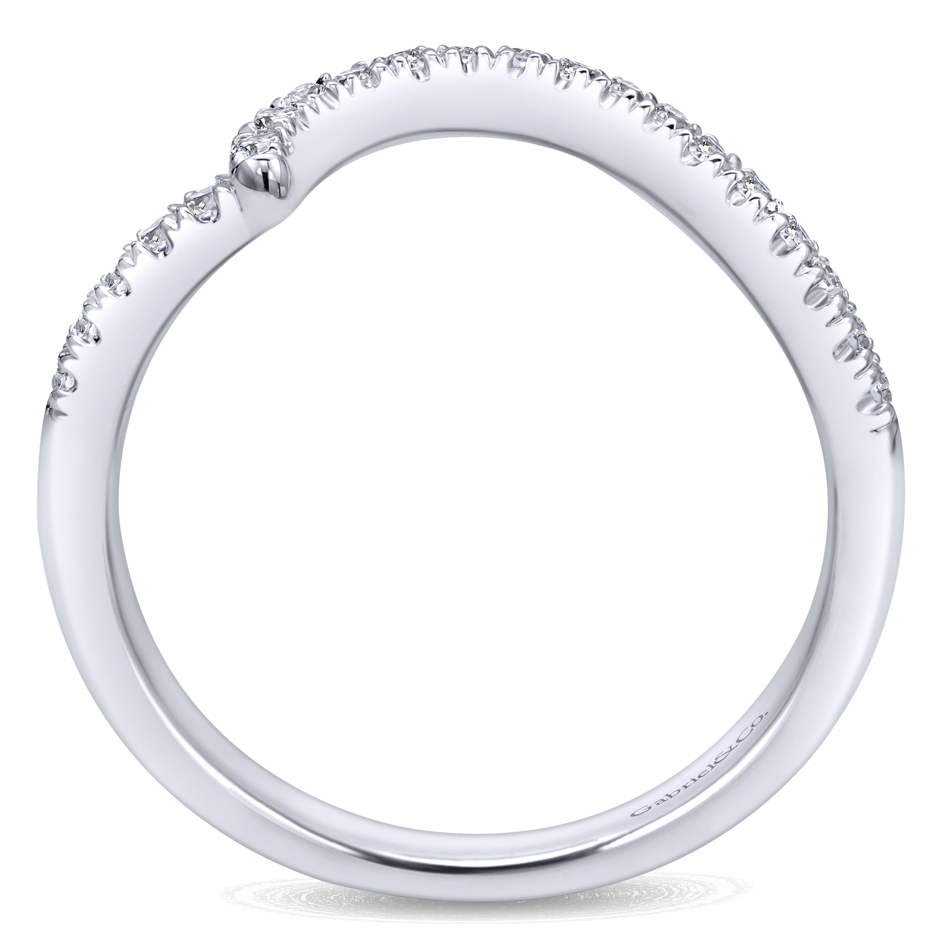14k White Gold Diamond Curved Wedding Band angle 2 14k White Gold Diamond Curved Wedding Band angle 2