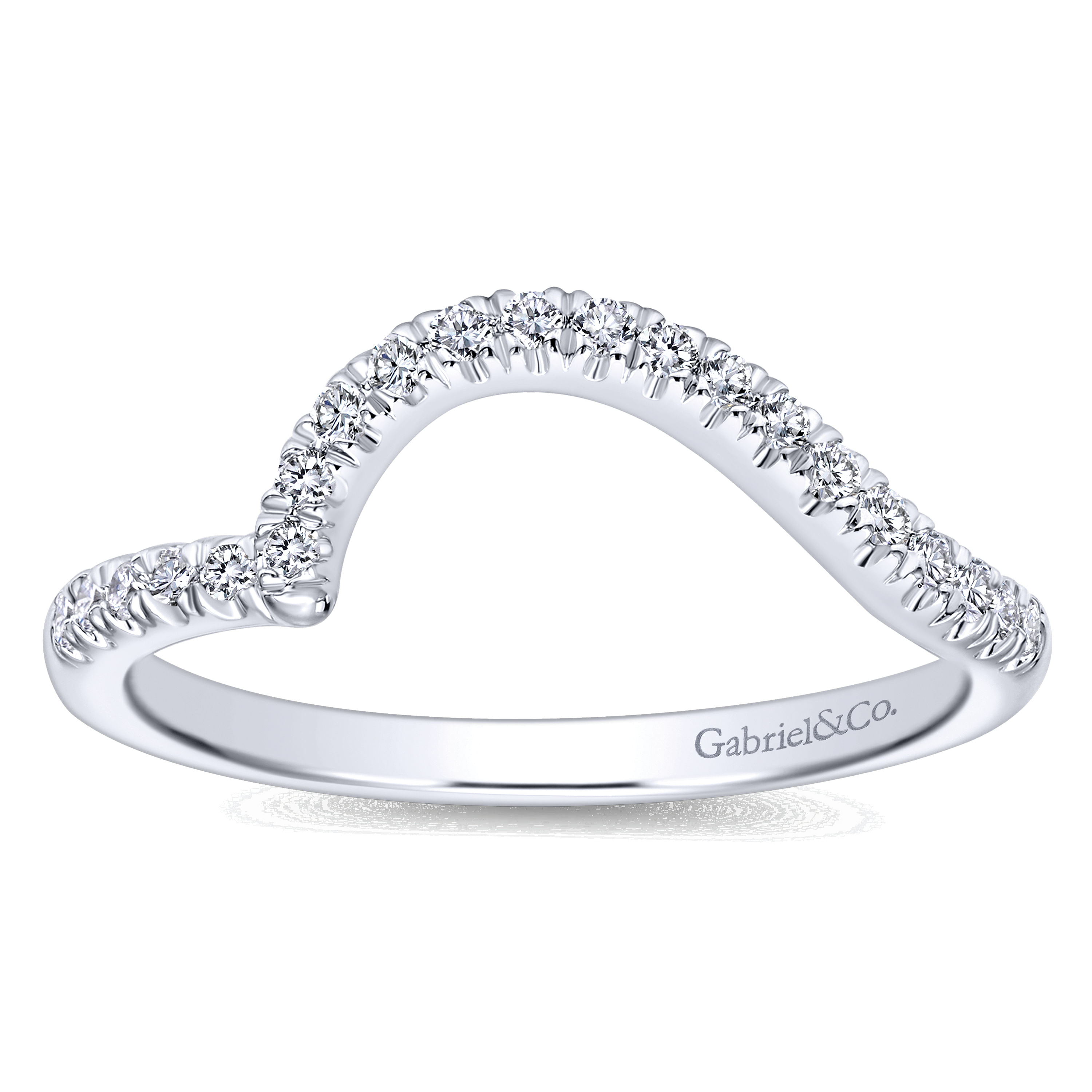 14k White Gold Diamond Curved Wedding Band angle 5 14k White Gold Diamond Curved Wedding Band angle 5