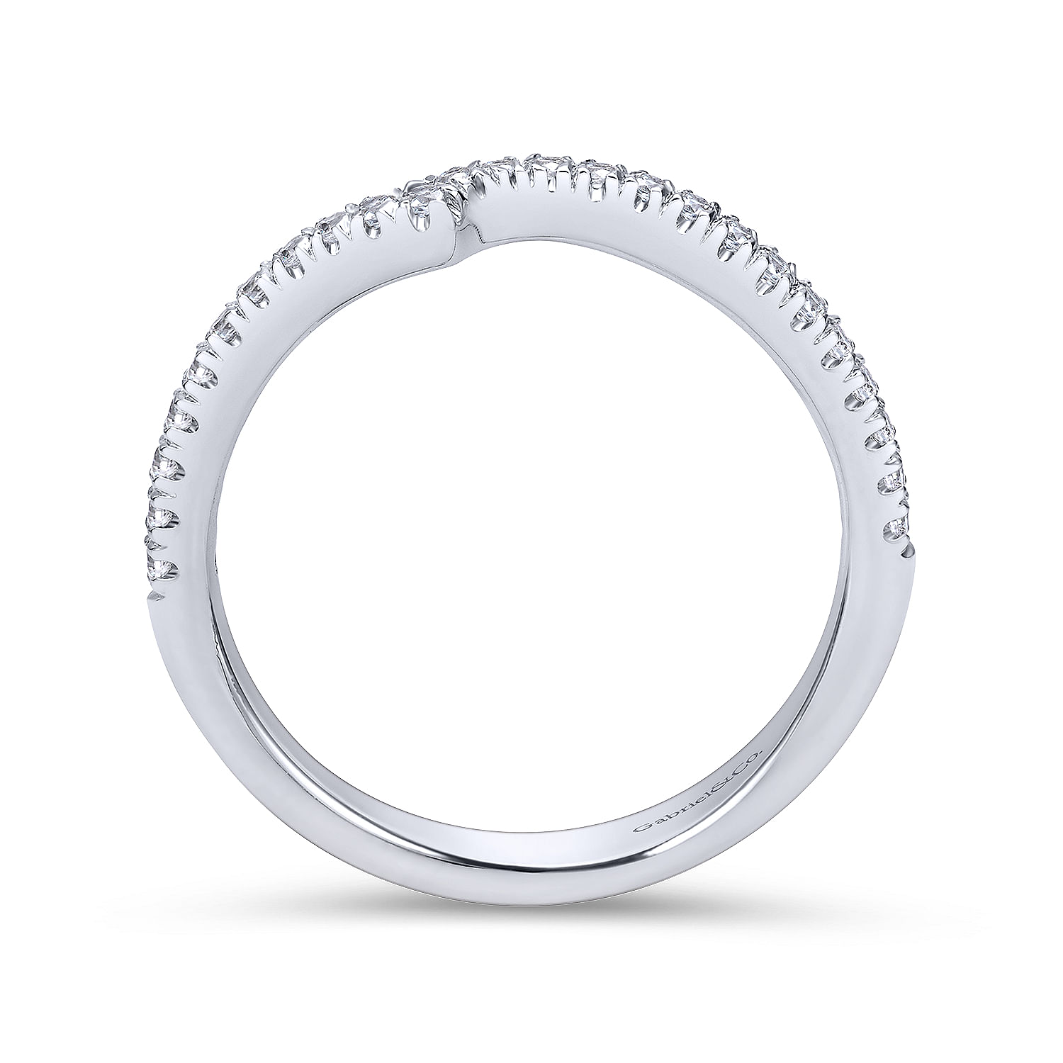 14k White Gold Diamond Curved Wedding Band angle 2 14k White Gold Diamond Curved Wedding Band angle 2