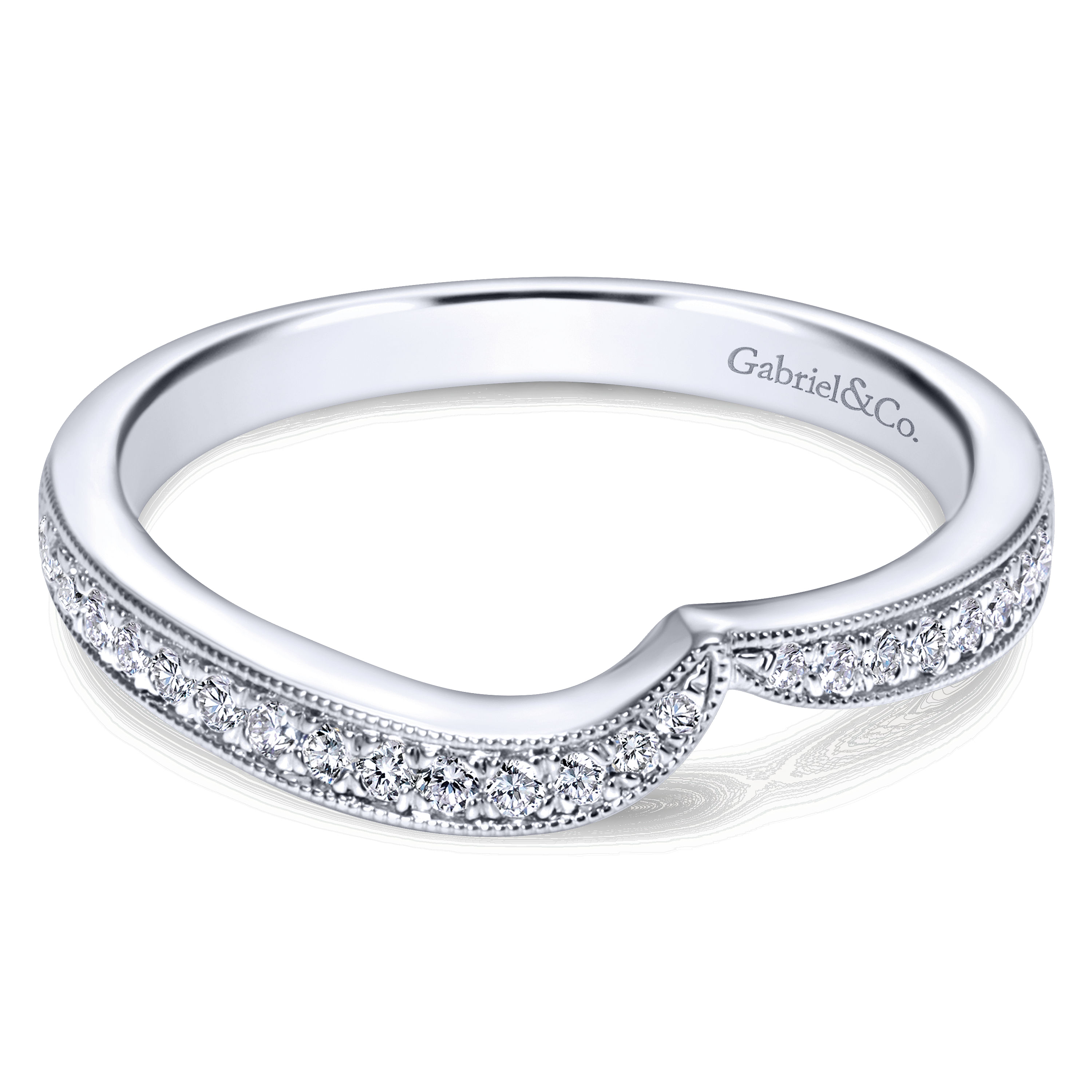 14k White Gold Diamond Curved 14k White Gold Diamond Curved