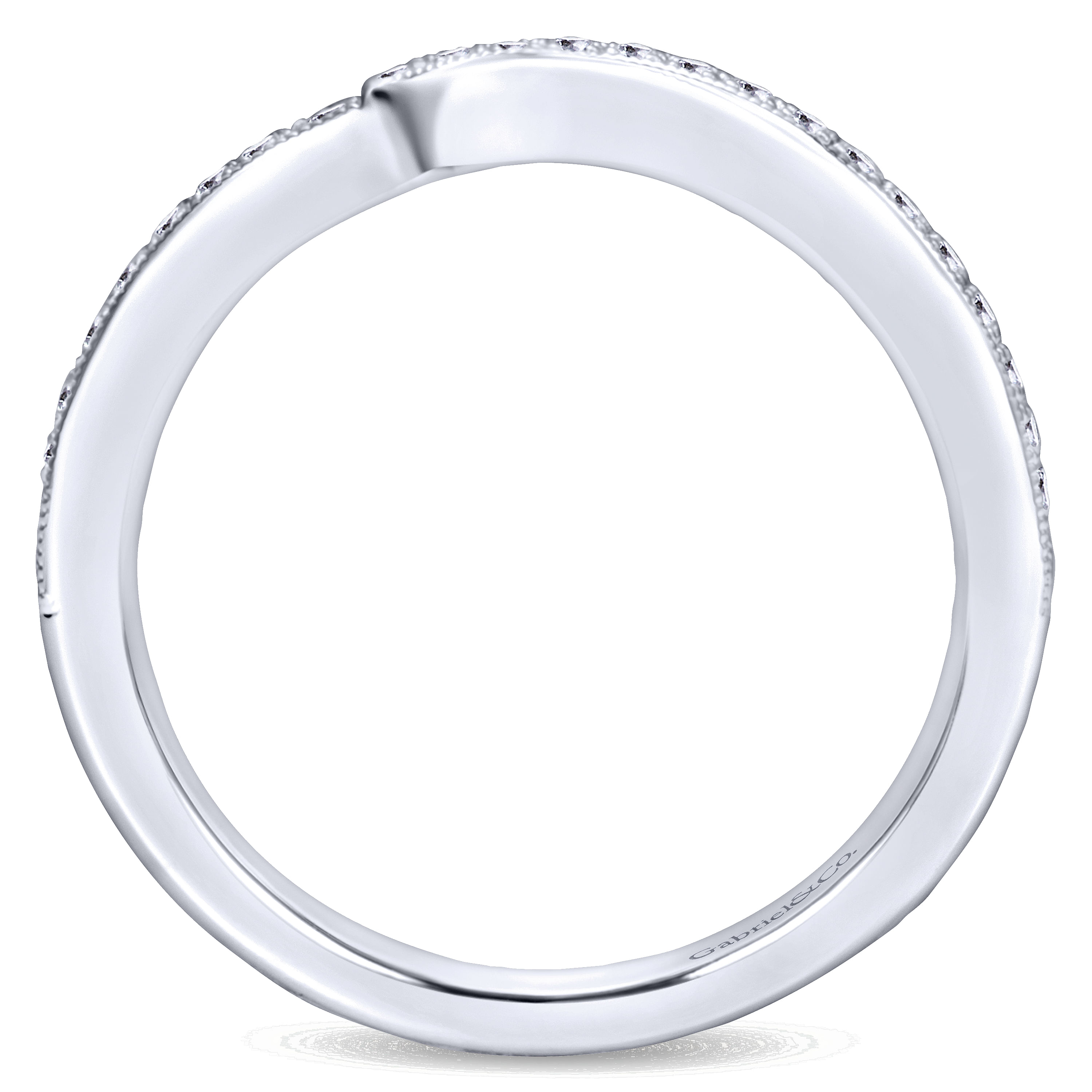 14k White Gold Diamond Curved Wedding Band angle 2 14k White Gold Diamond Curved Wedding Band angle 2