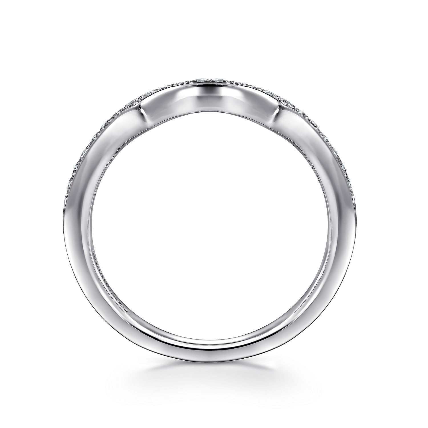 14k White Gold Diamond Curved Wedding Band angle 2 14k White Gold Diamond Curved Wedding Band angle 2