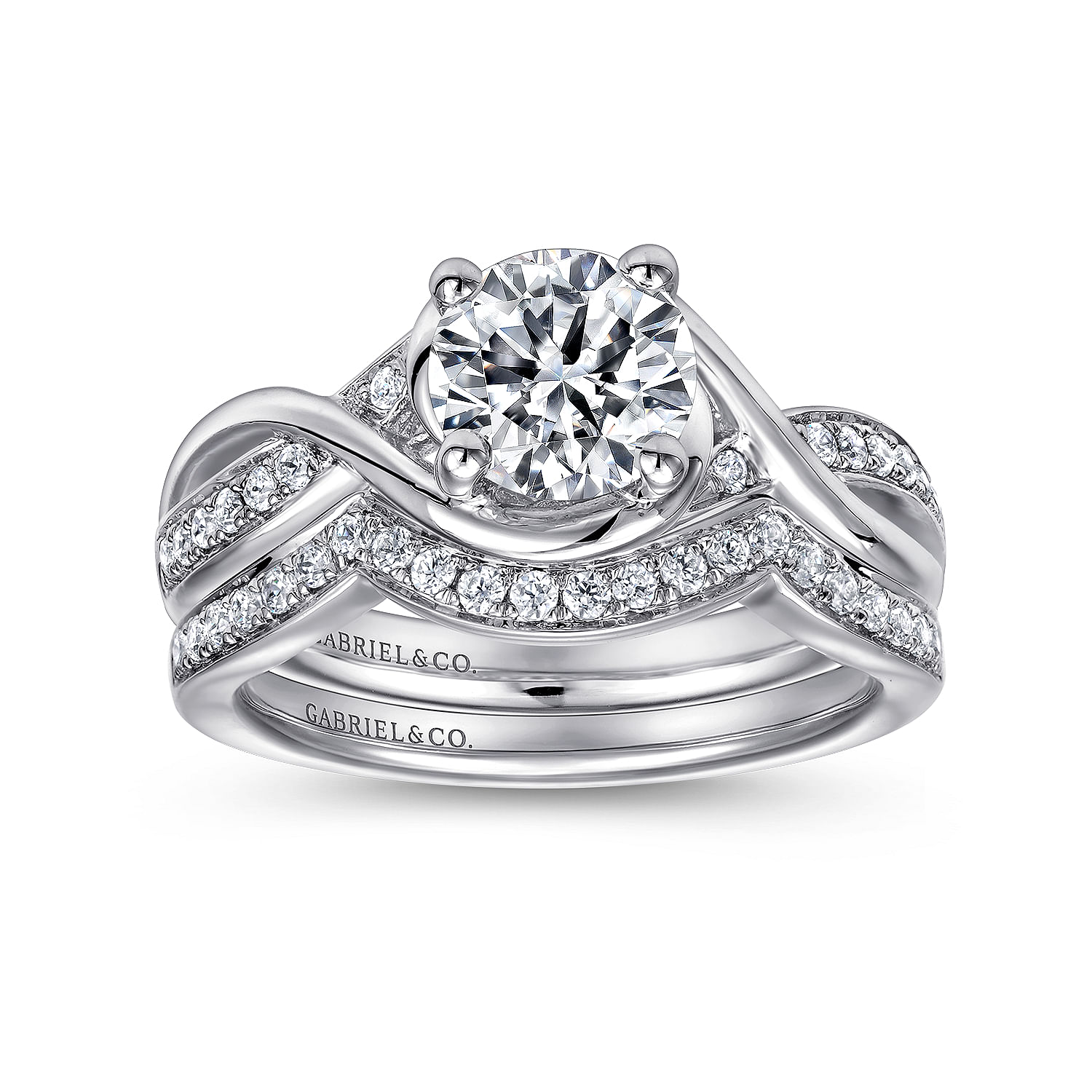 14k White Gold Diamond Curved Wedding Band angle 4 14k White Gold Diamond Curved Wedding Band angle 4