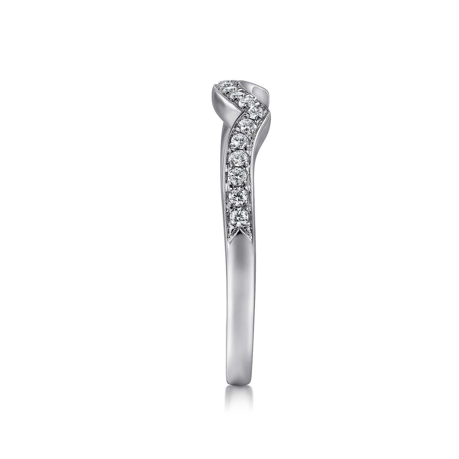14k White Gold Diamond Curved Wedding Band angle 5 14k White Gold Diamond Curved Wedding Band angle 5