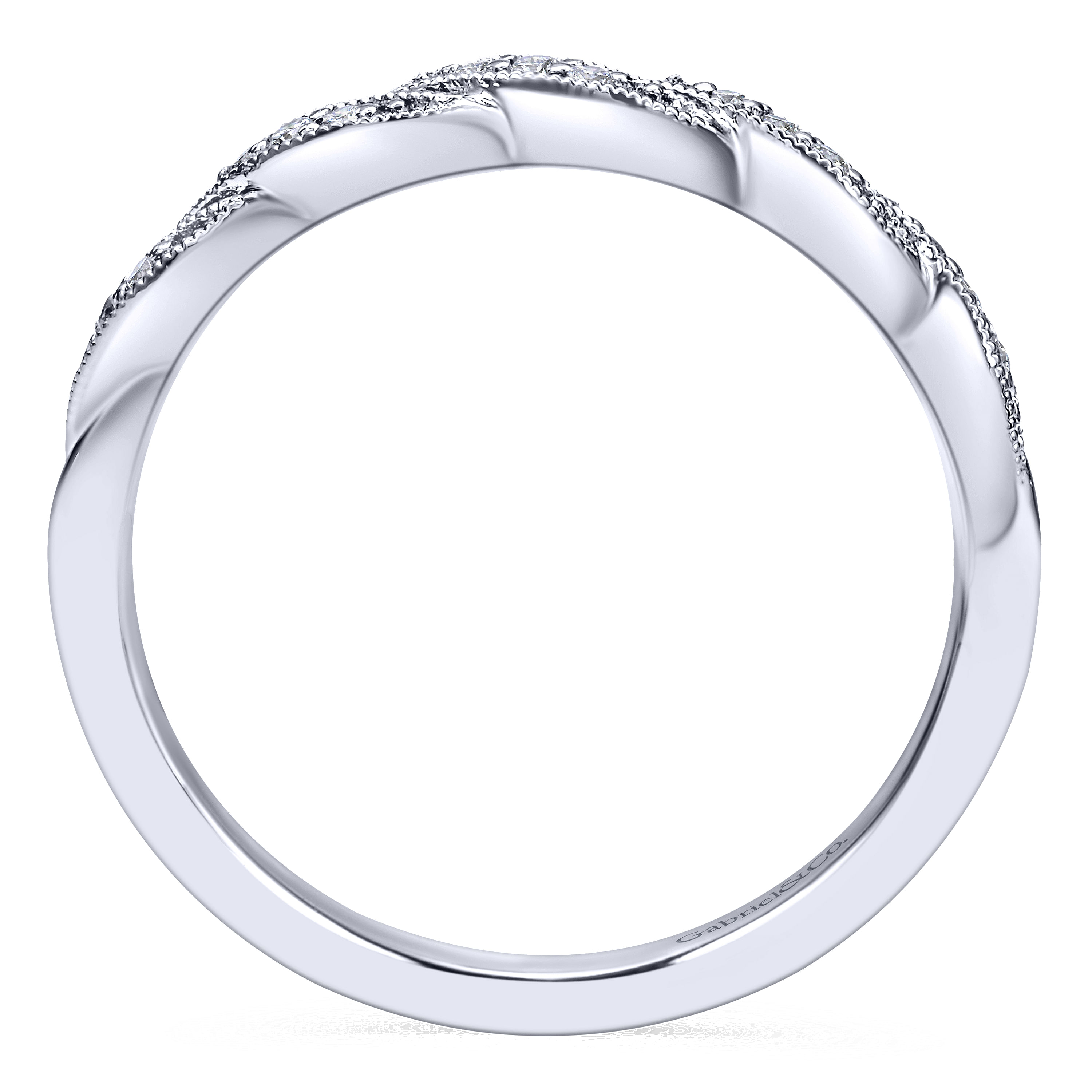14k White Gold Diamond Curved Wedding Band angle 2 14k White Gold Diamond Curved Wedding Band angle 2