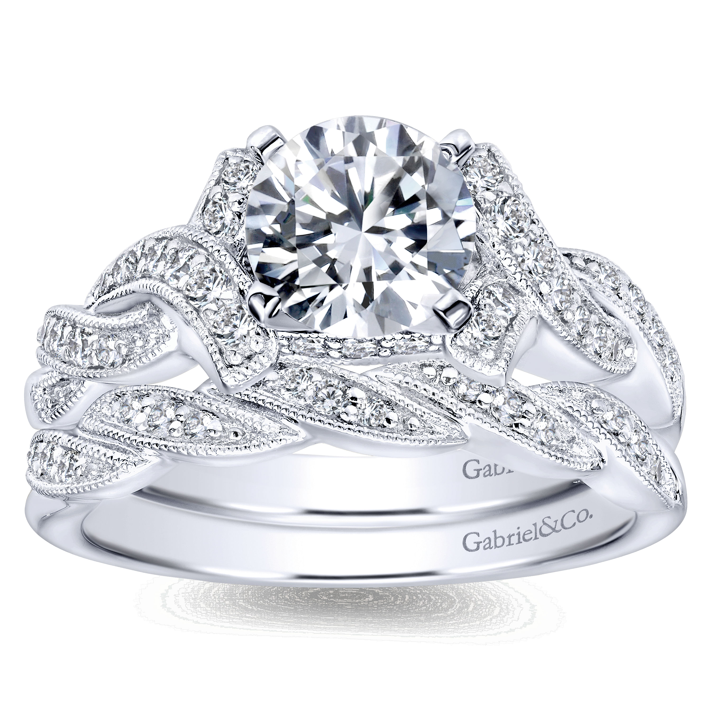 14k White Gold Diamond Curved Wedding Band angle 4 14k White Gold Diamond Curved Wedding Band angle 4