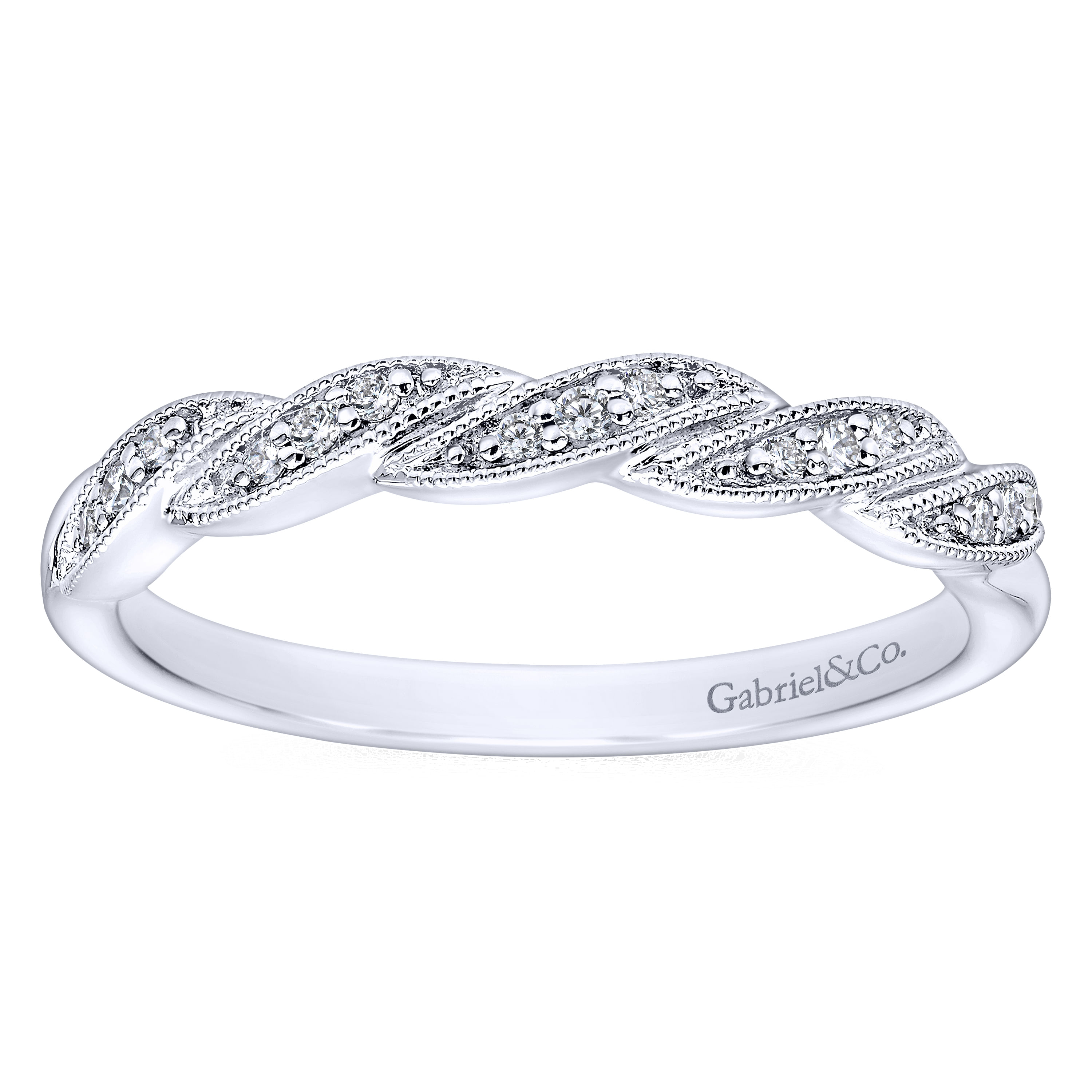 14k White Gold Diamond Curved Wedding Band angle 5 14k White Gold Diamond Curved Wedding Band angle 5