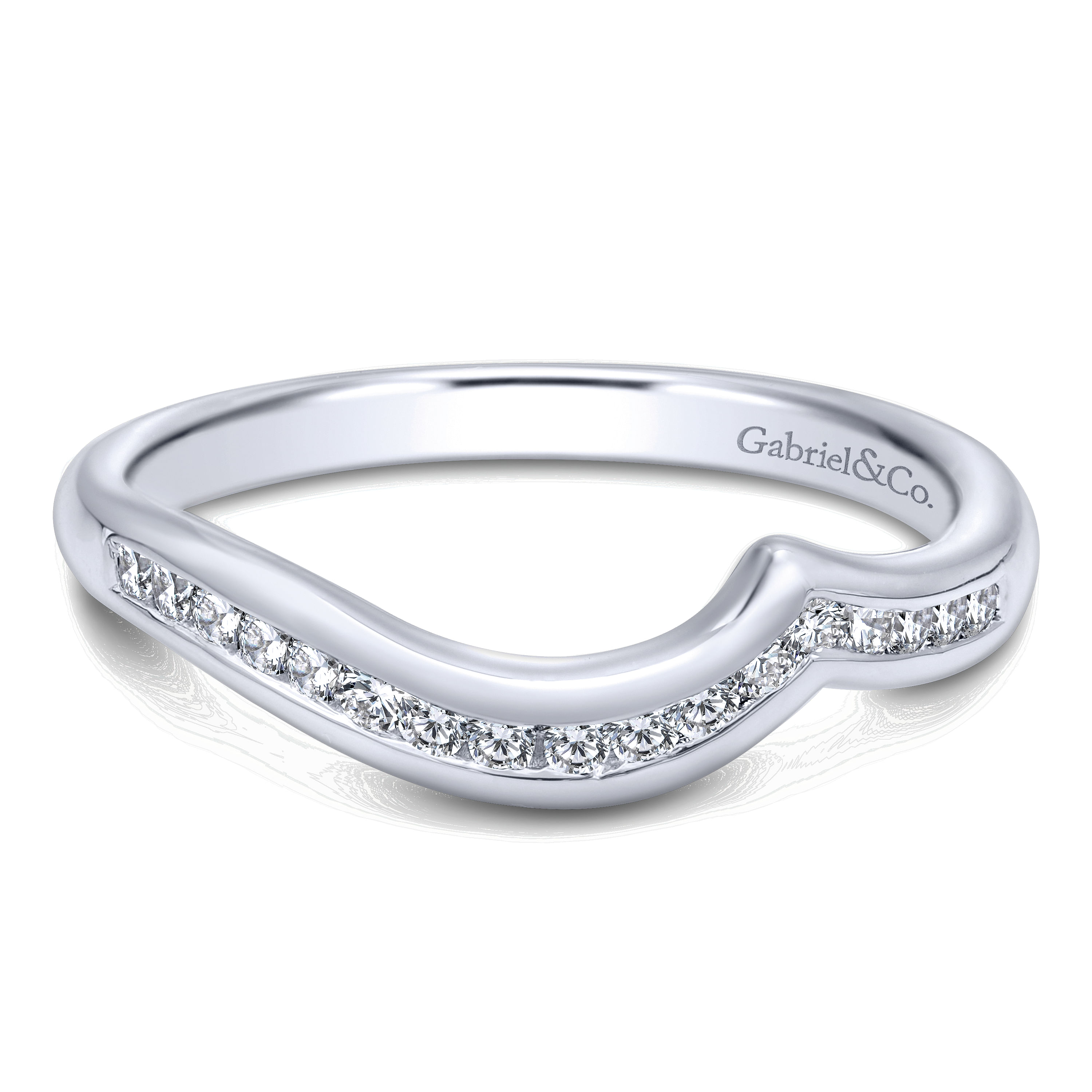 14k White Gold Diamond Curved 14k White Gold Diamond Curved