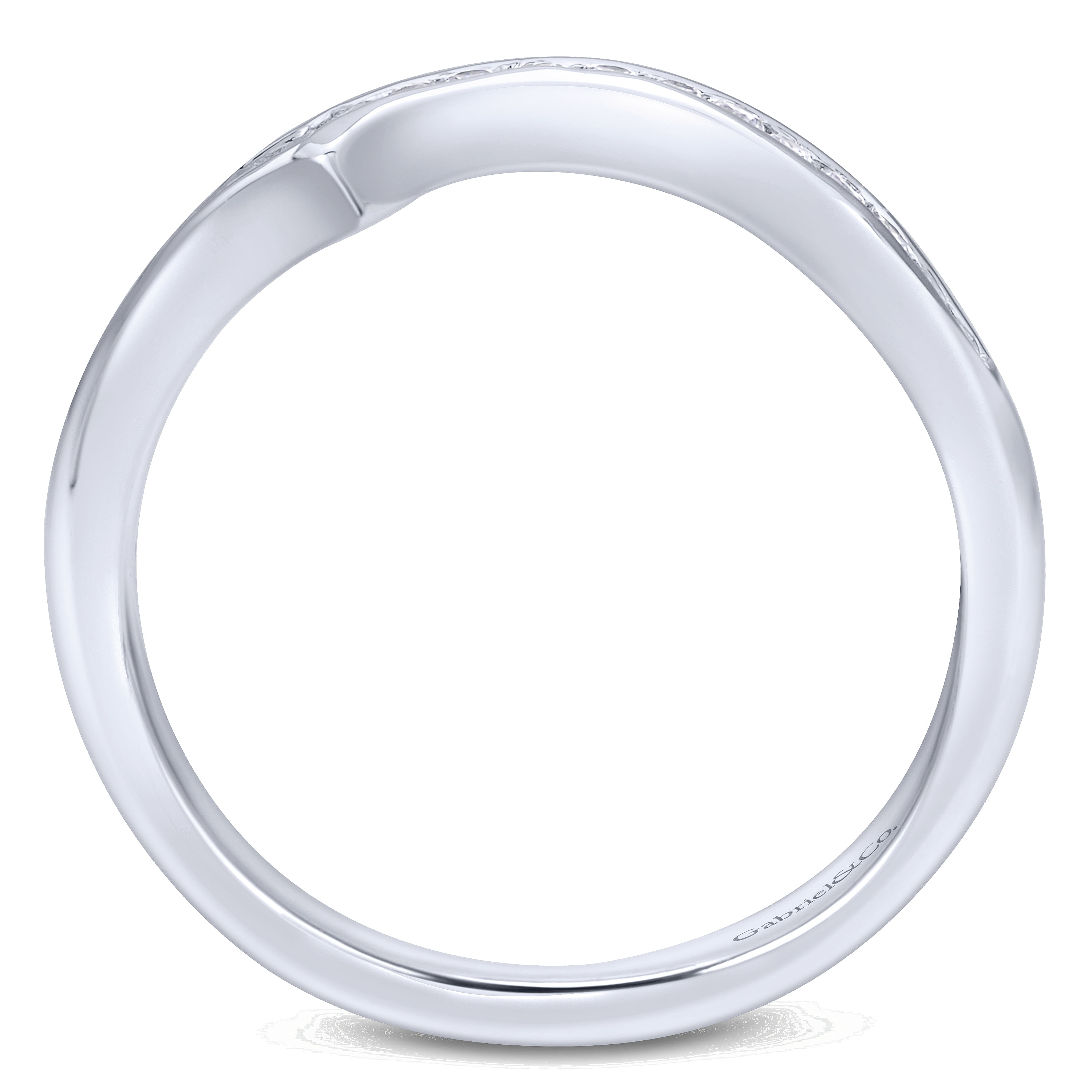 14k White Gold Diamond Curved Wedding Band angle 2 14k White Gold Diamond Curved Wedding Band angle 2