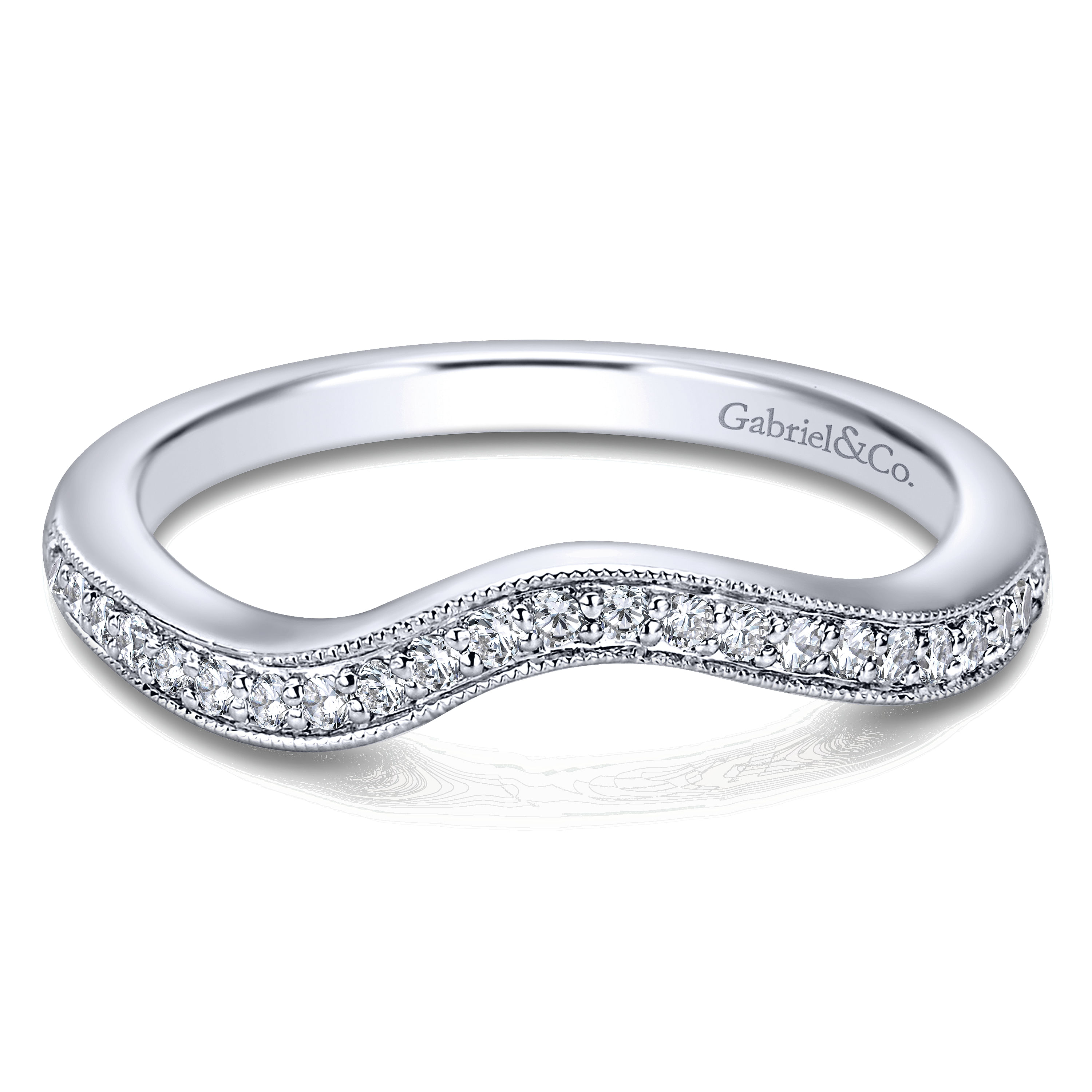 14k White Gold Diamond Curved 14k White Gold Diamond Curved